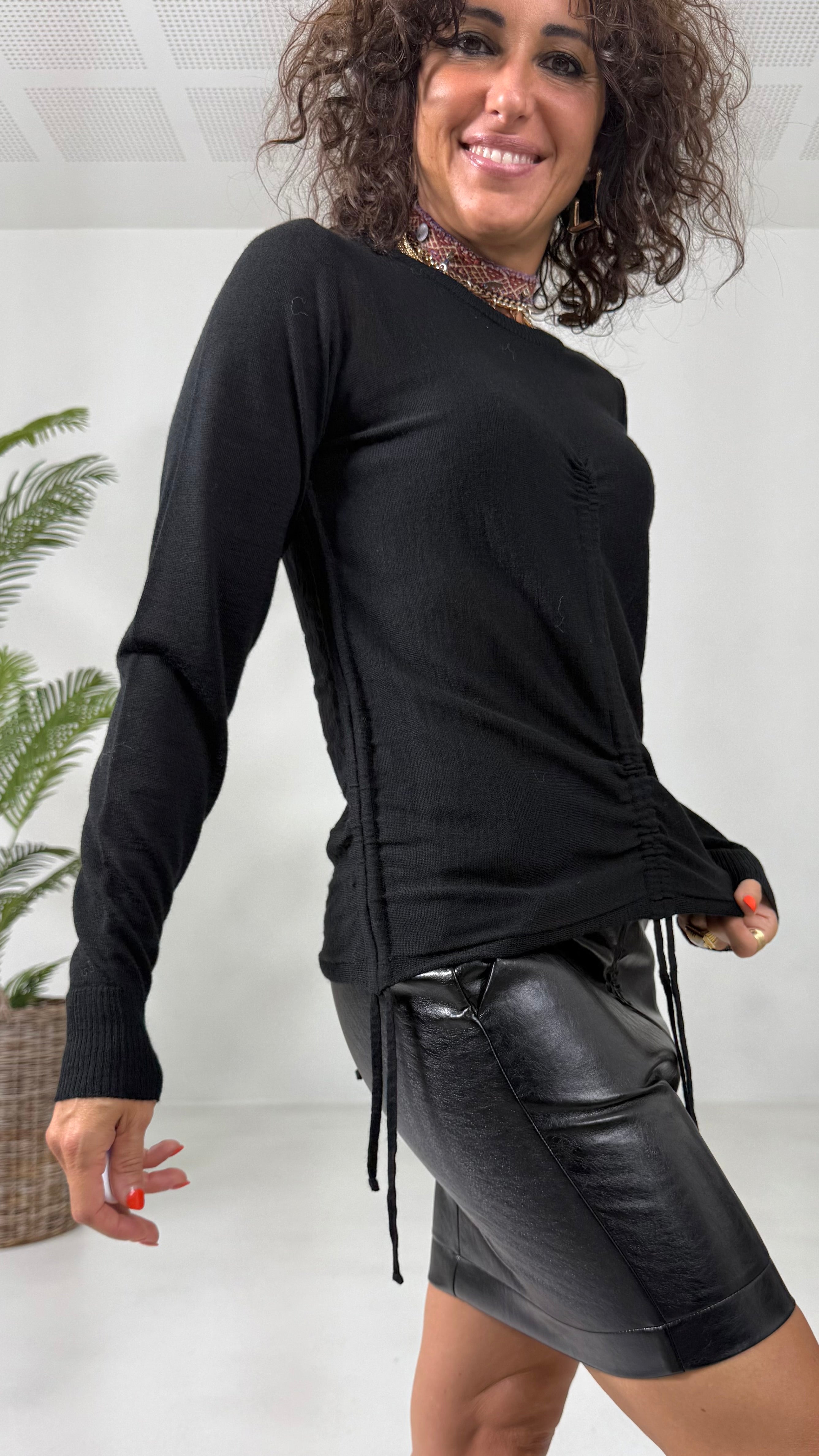 MAGLIA BASIC CON COULISSE IN LANA VISCOSA