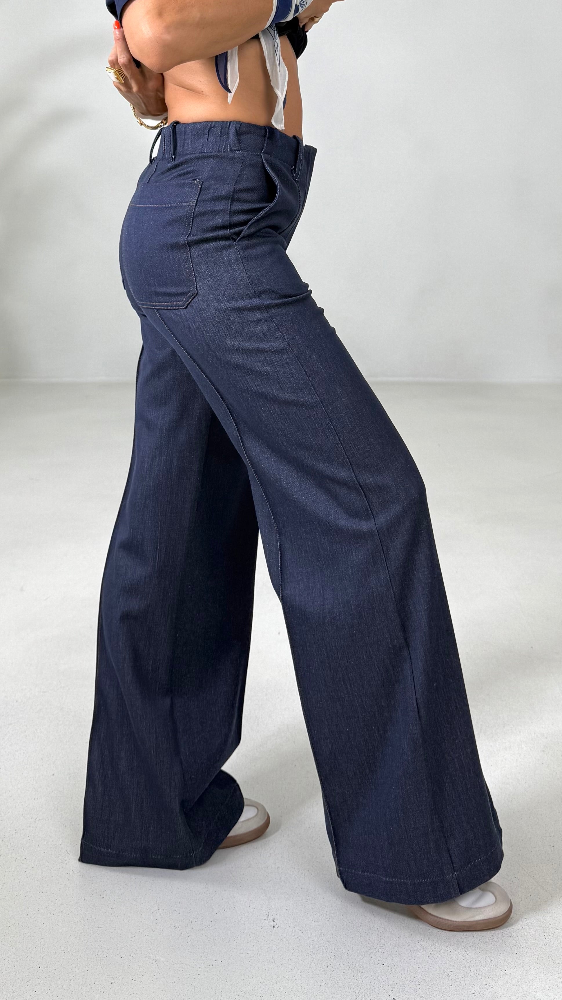 PALAZZO IN MAGLIA TECNICA EFFETTO JEANS