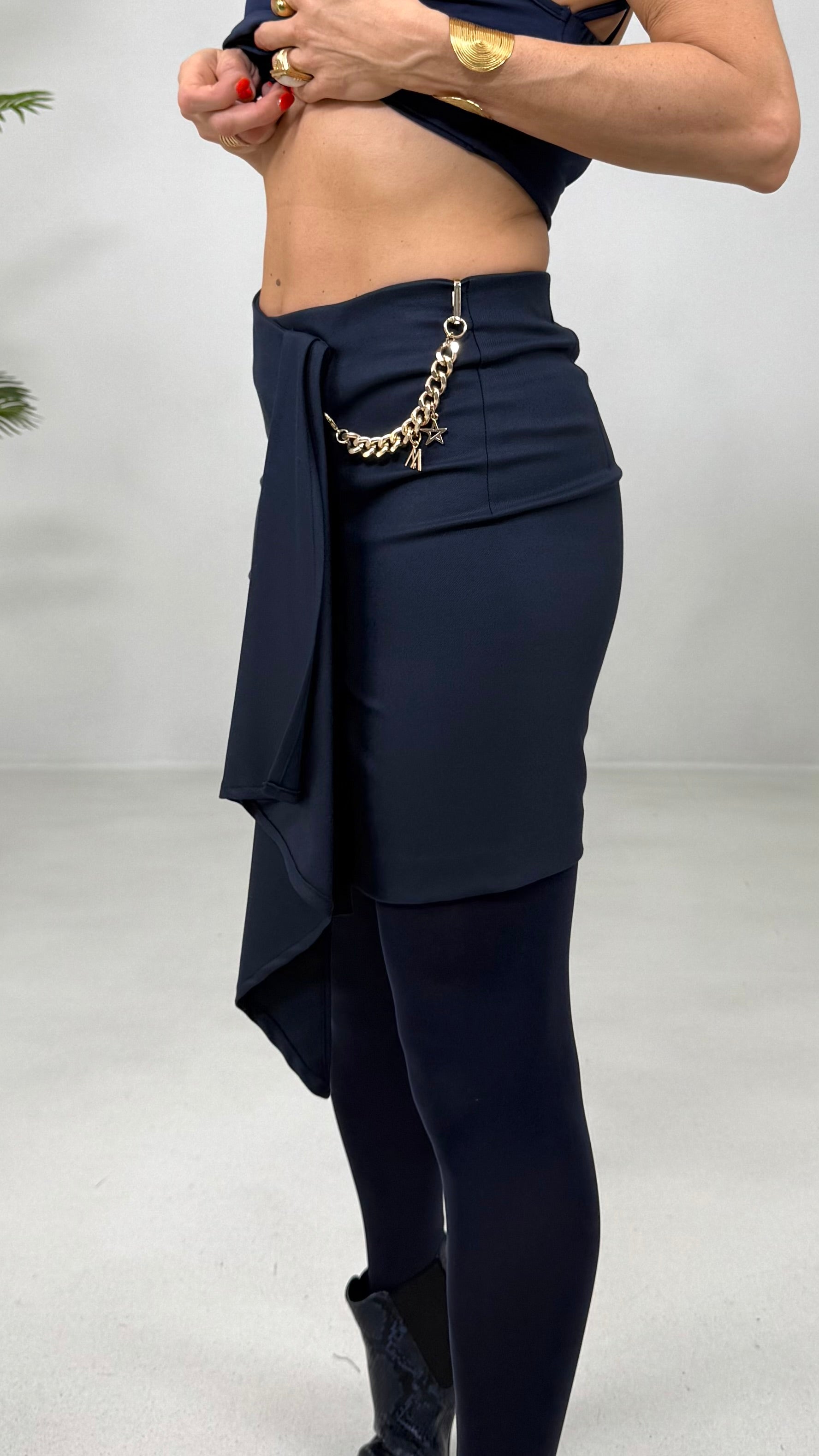 GONNA IN FLANELLA CARDATA CON PIEGONE DAVANTI