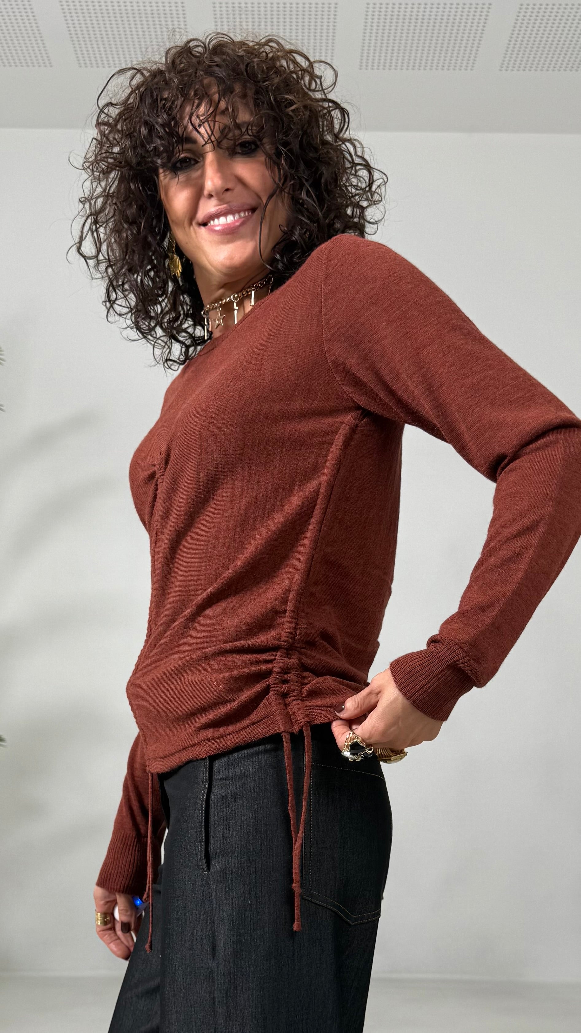 MAGLIA BASIC CON COULISSE IN LANA VISCOSA