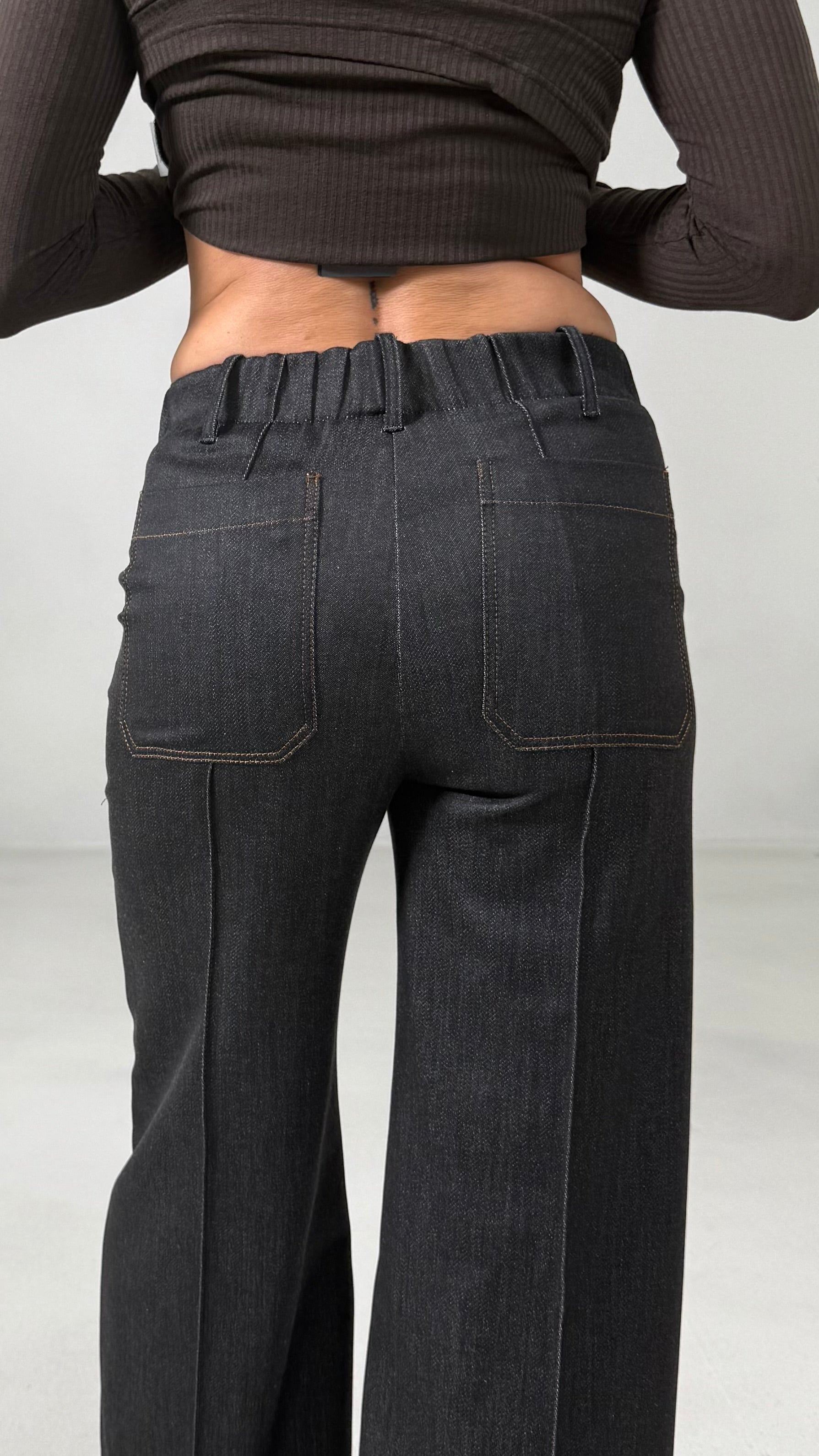 PALAZZO IN MAGLIA TECNICA EFFETTO JEANS