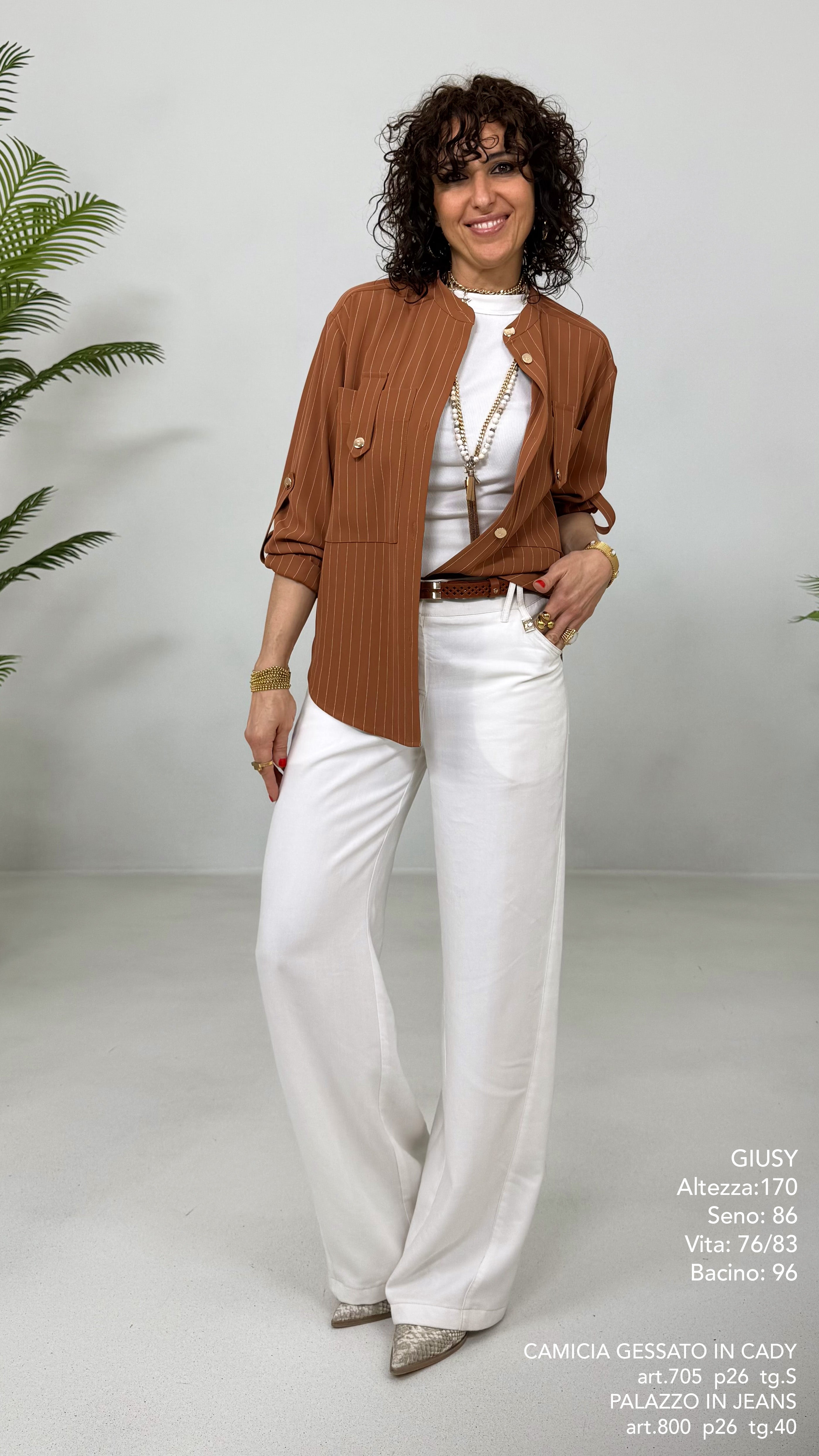 CAMICIA GESSATO IN CADY FLUIDO