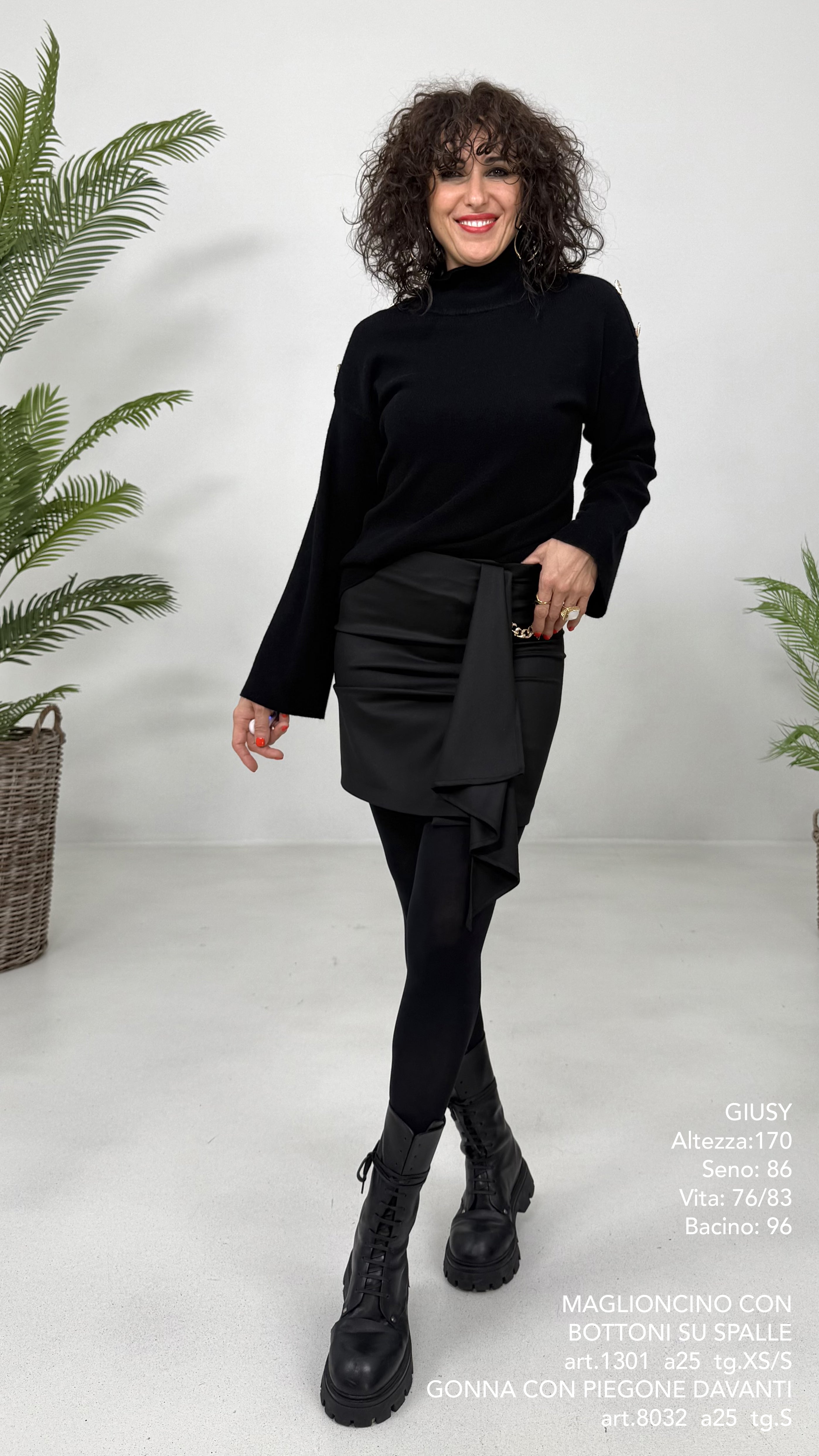 GONNA IN FLANELLA CARDATA CON PIEGONE DAVANTI