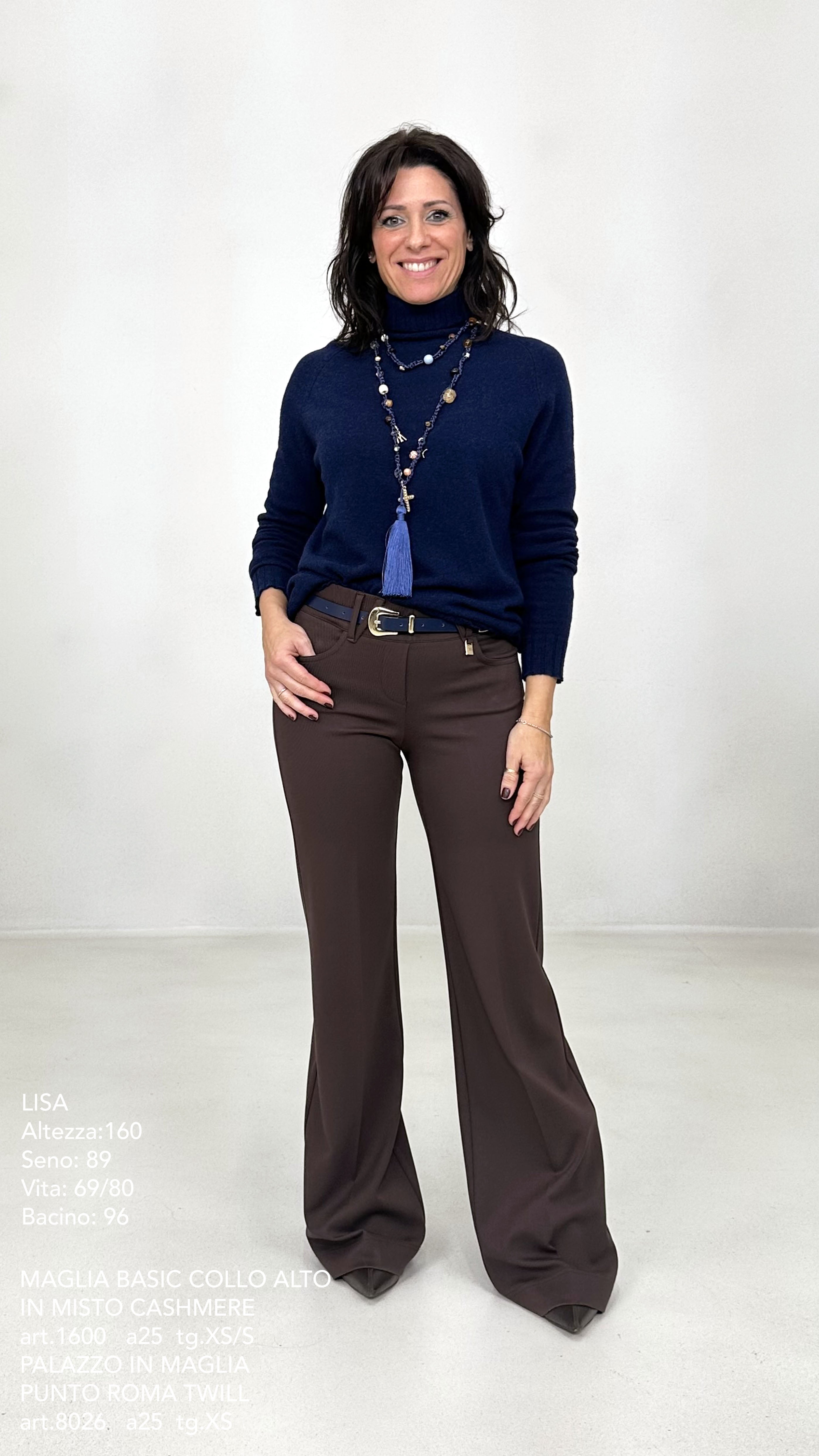 MAGLIA BASIC COLLO ALTO IN MISTO CASHMERE