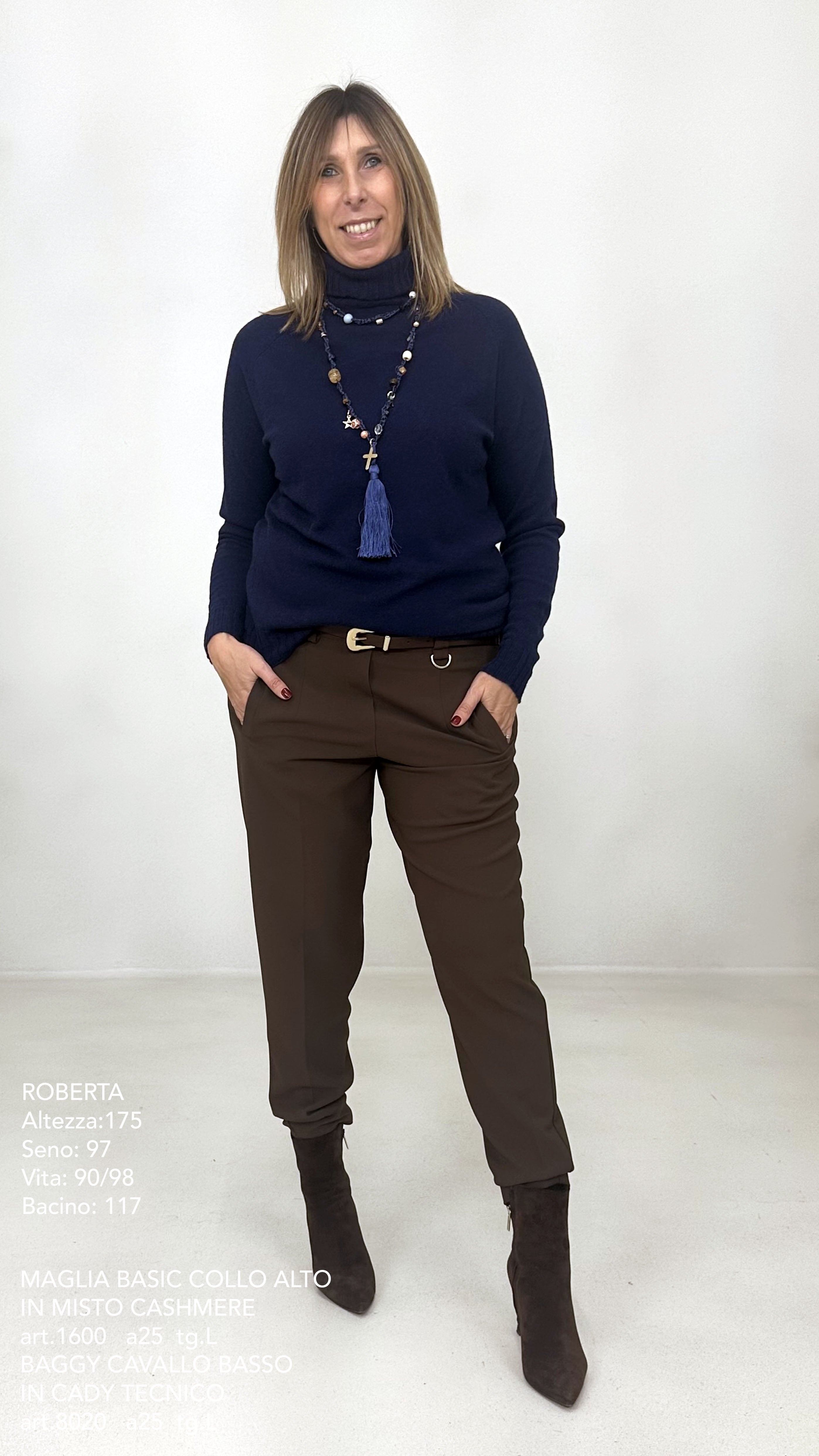 MAGLIA BASIC COLLO ALTO IN MISTO CASHMERE