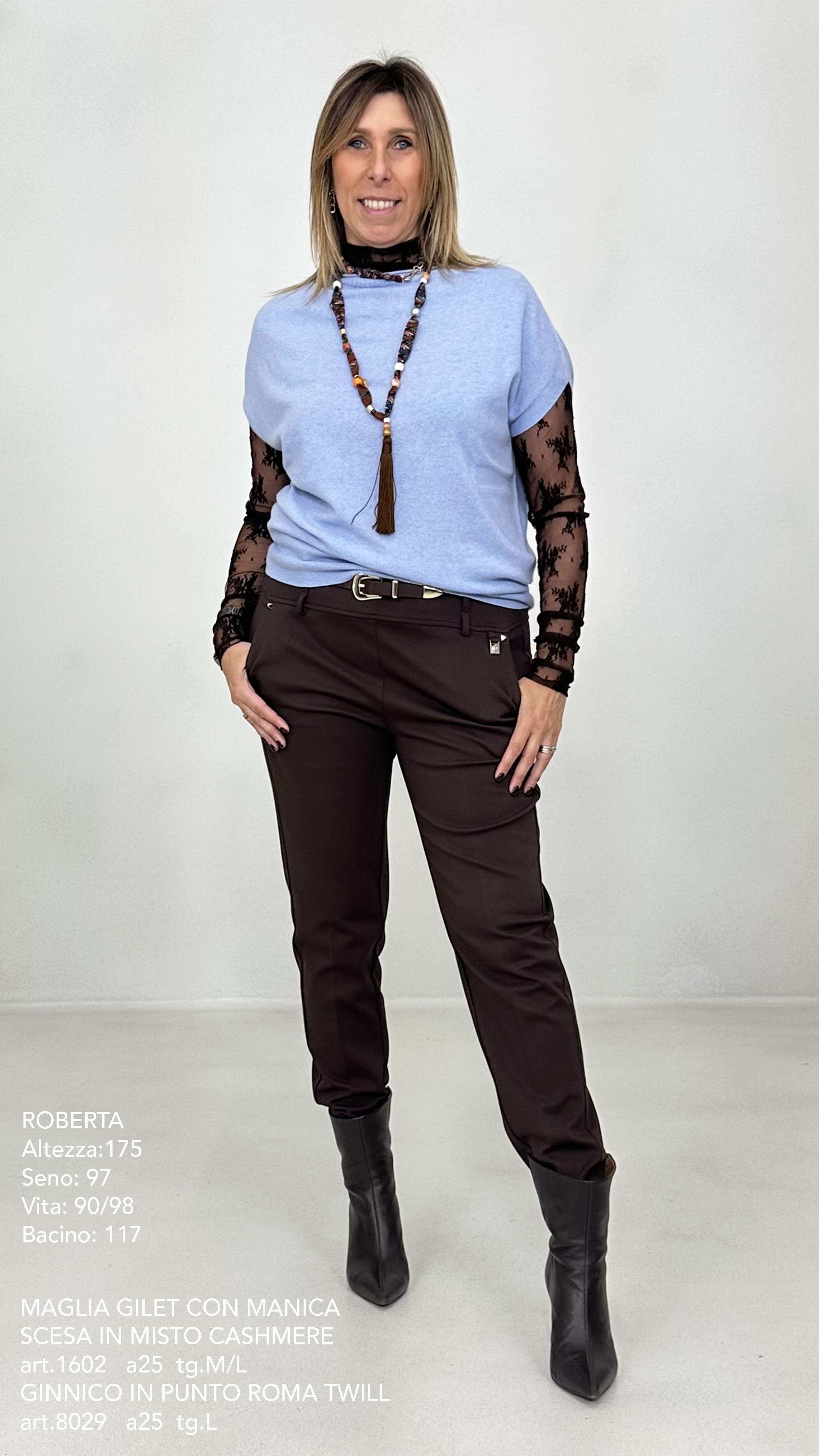 MAGLIA GILET CON MANICA SCESA IN MISTO CASHMERE