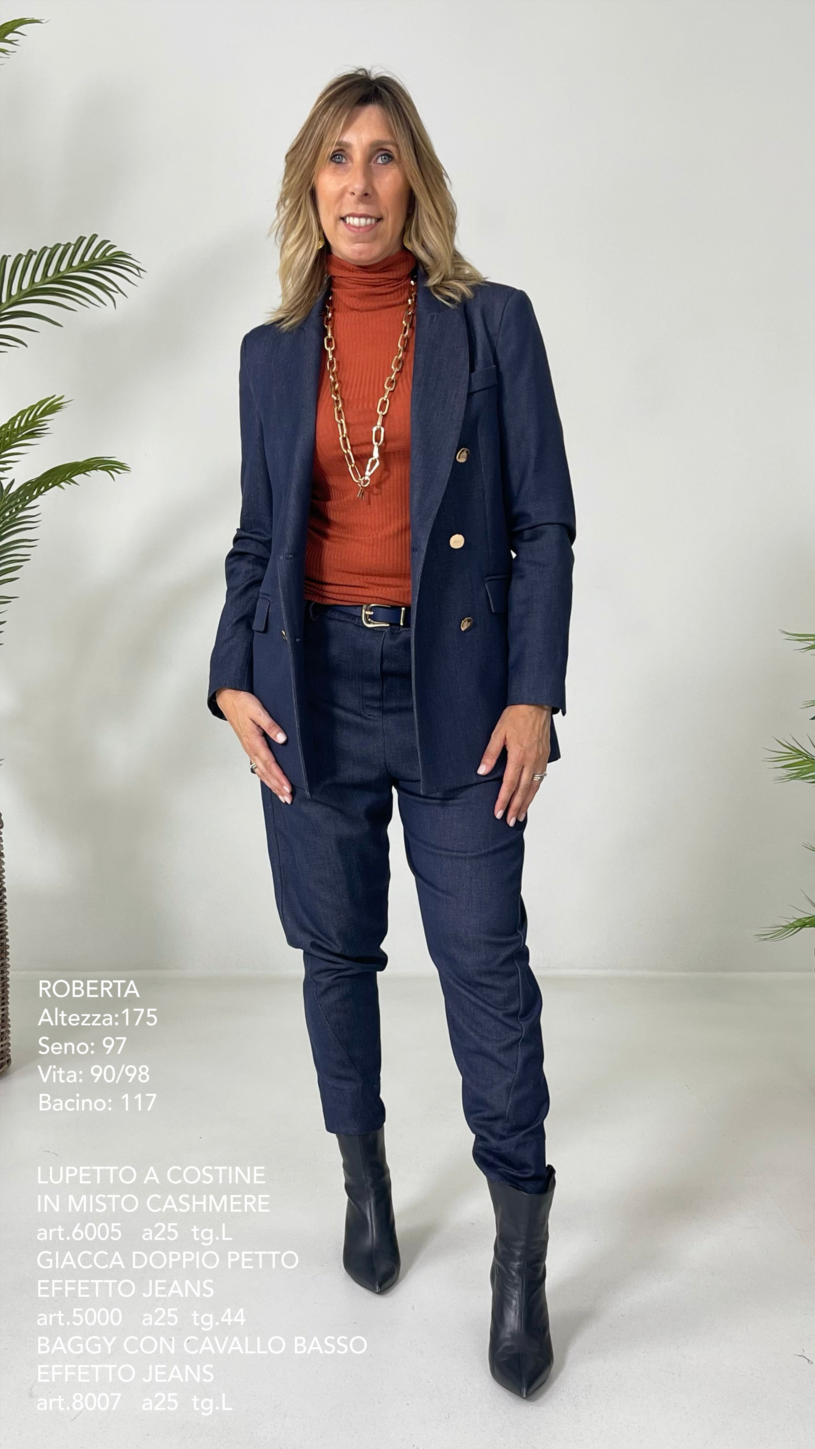 BAGGY CON CAVALLO BASSO IN MAGLIA TECNICA EFFETTO JEANS