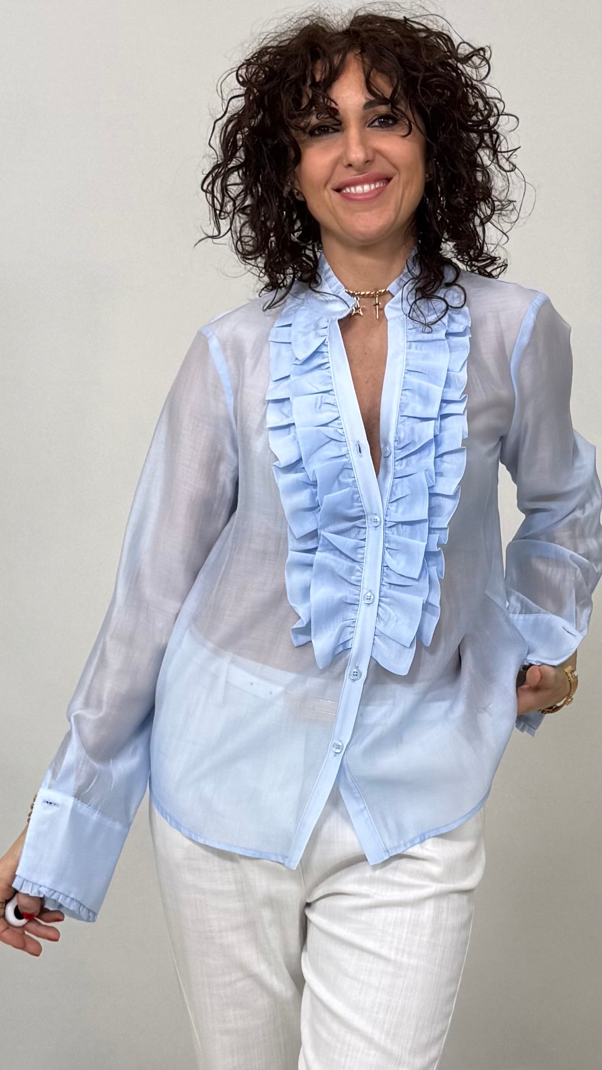 CAMICIA DOPPIA ROUCHES IN VOILE
