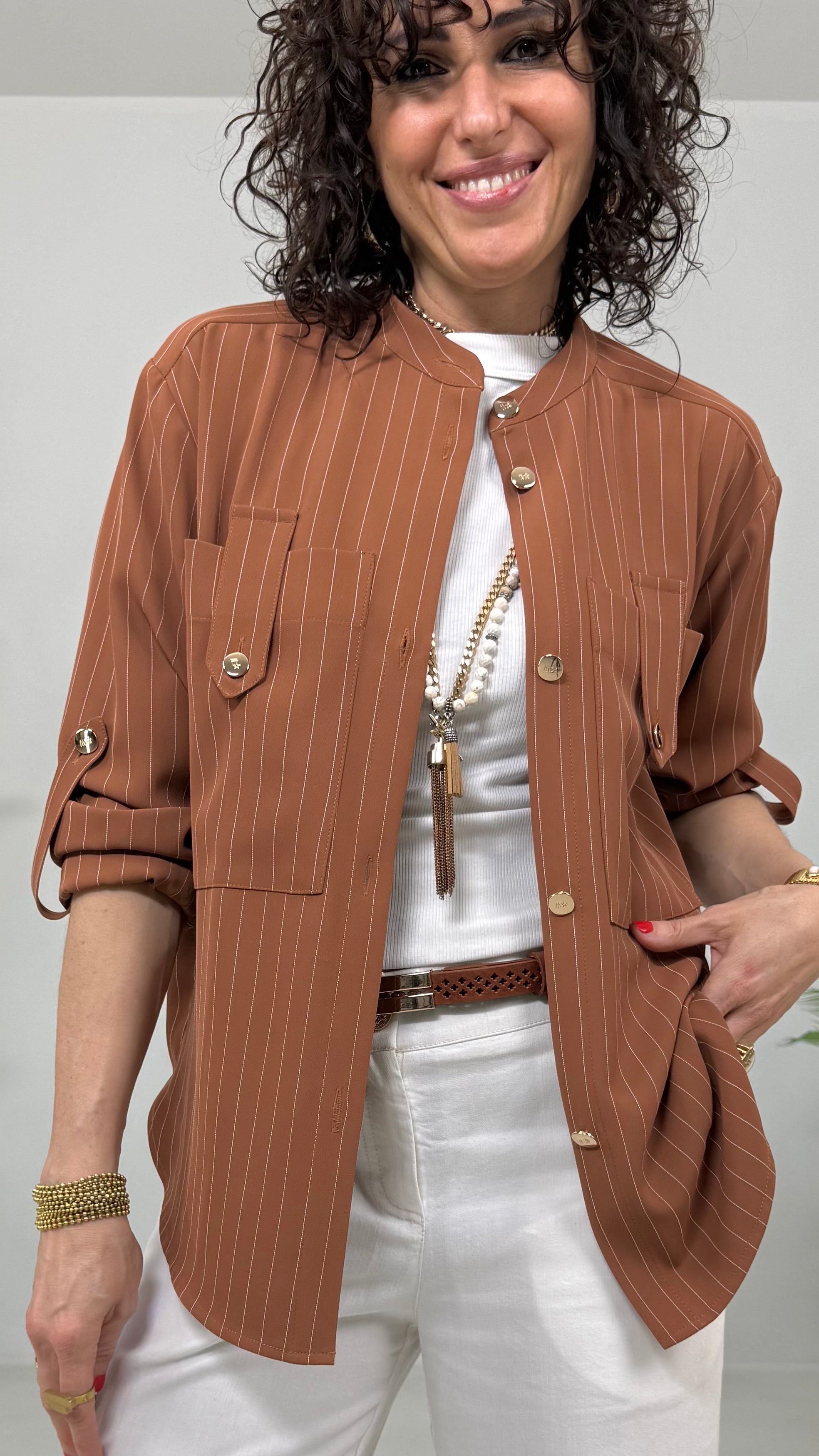 CAMICIA GESSATO IN CADY FLUIDO