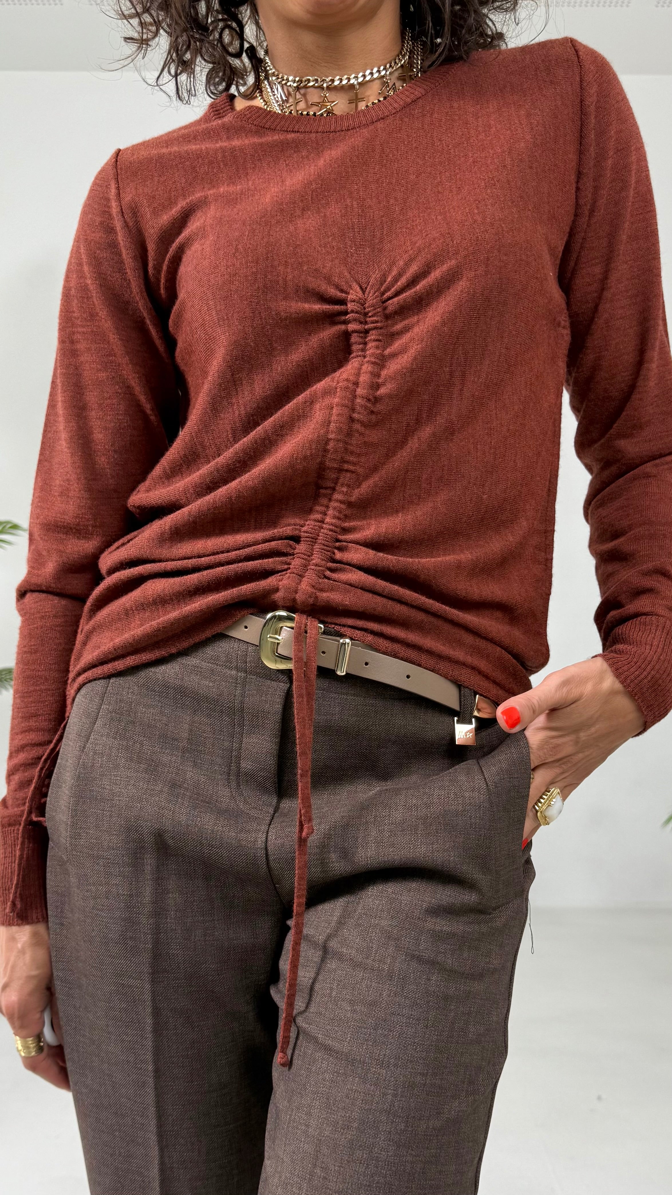 MAGLIA BASIC CON COULISSE IN LANA VISCOSA