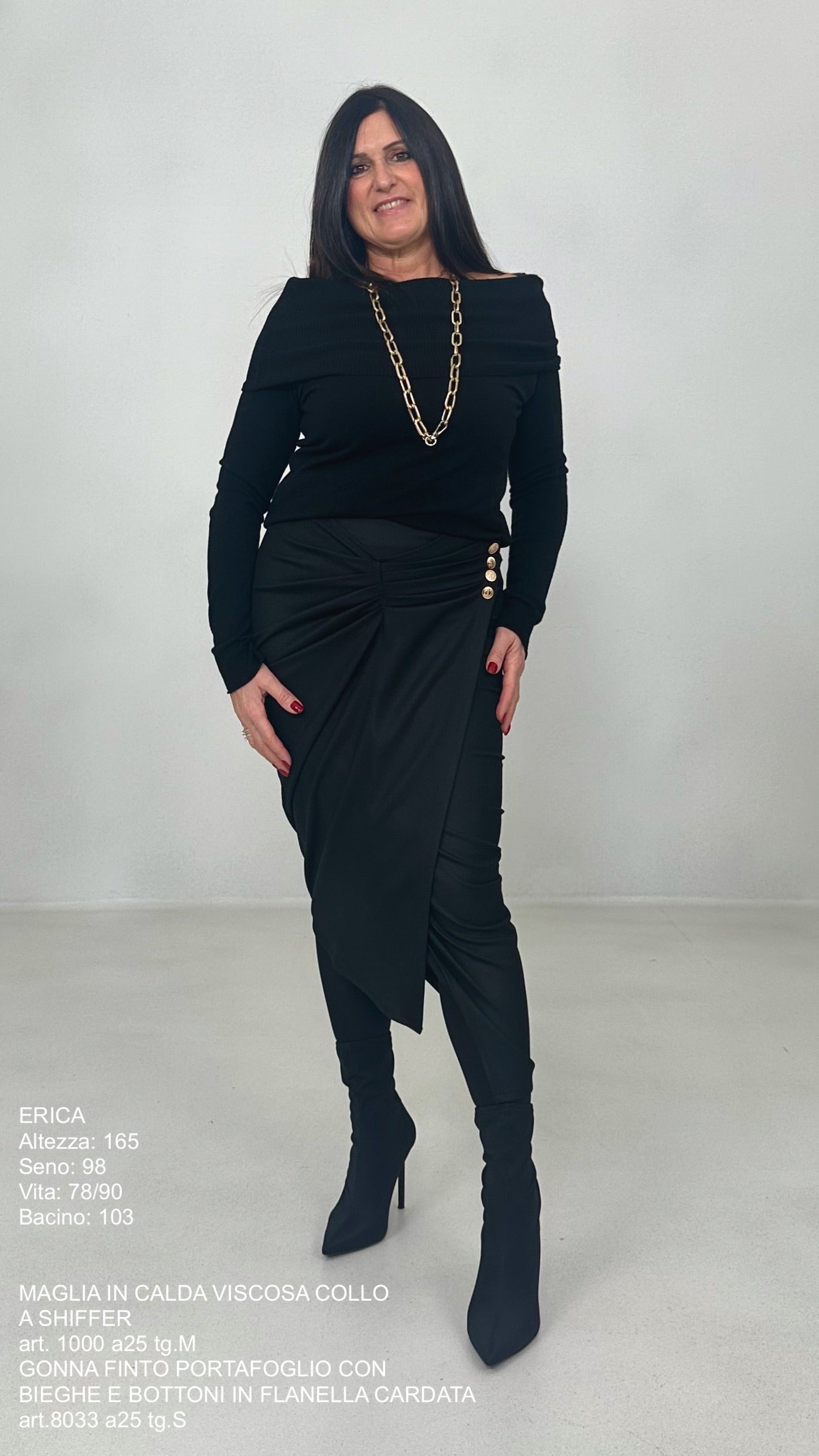 MAGLIA IN CALDA VISCOSA LINEA DRITTA COLLO SHIFFER