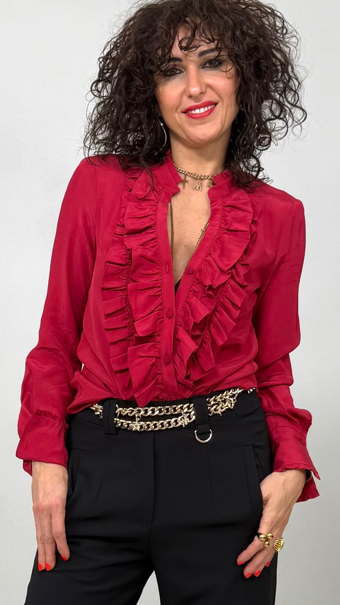 CAMICIA IN VISCOSA CON ROUCHES