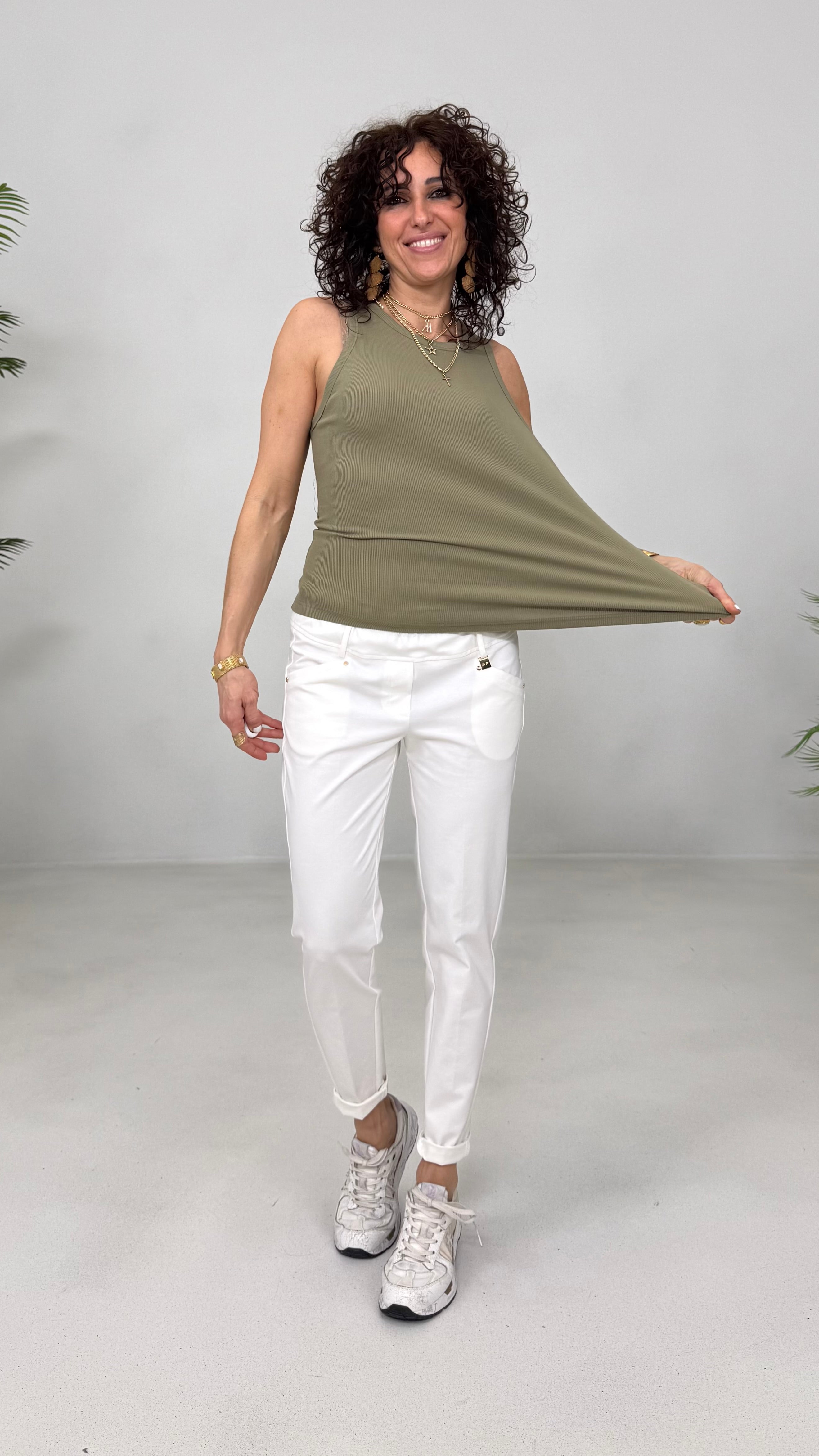 CANOTTA VOGATORE IN COSTINA COTONE ELASTICA