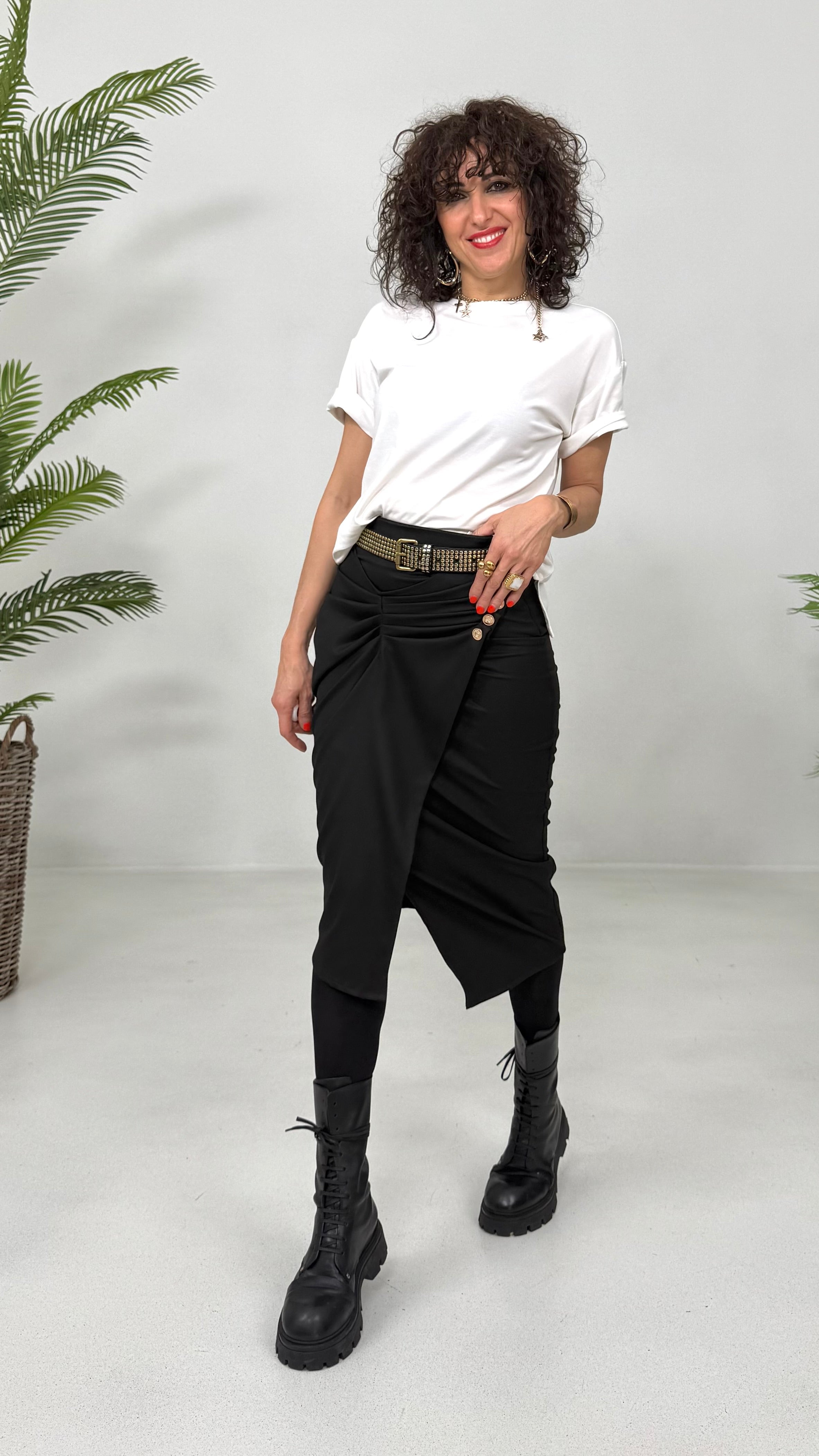 GONNA FINTO PORTAFOGLIO CON PIEGHE E BOTTONI IN FLANELLA CARDATA