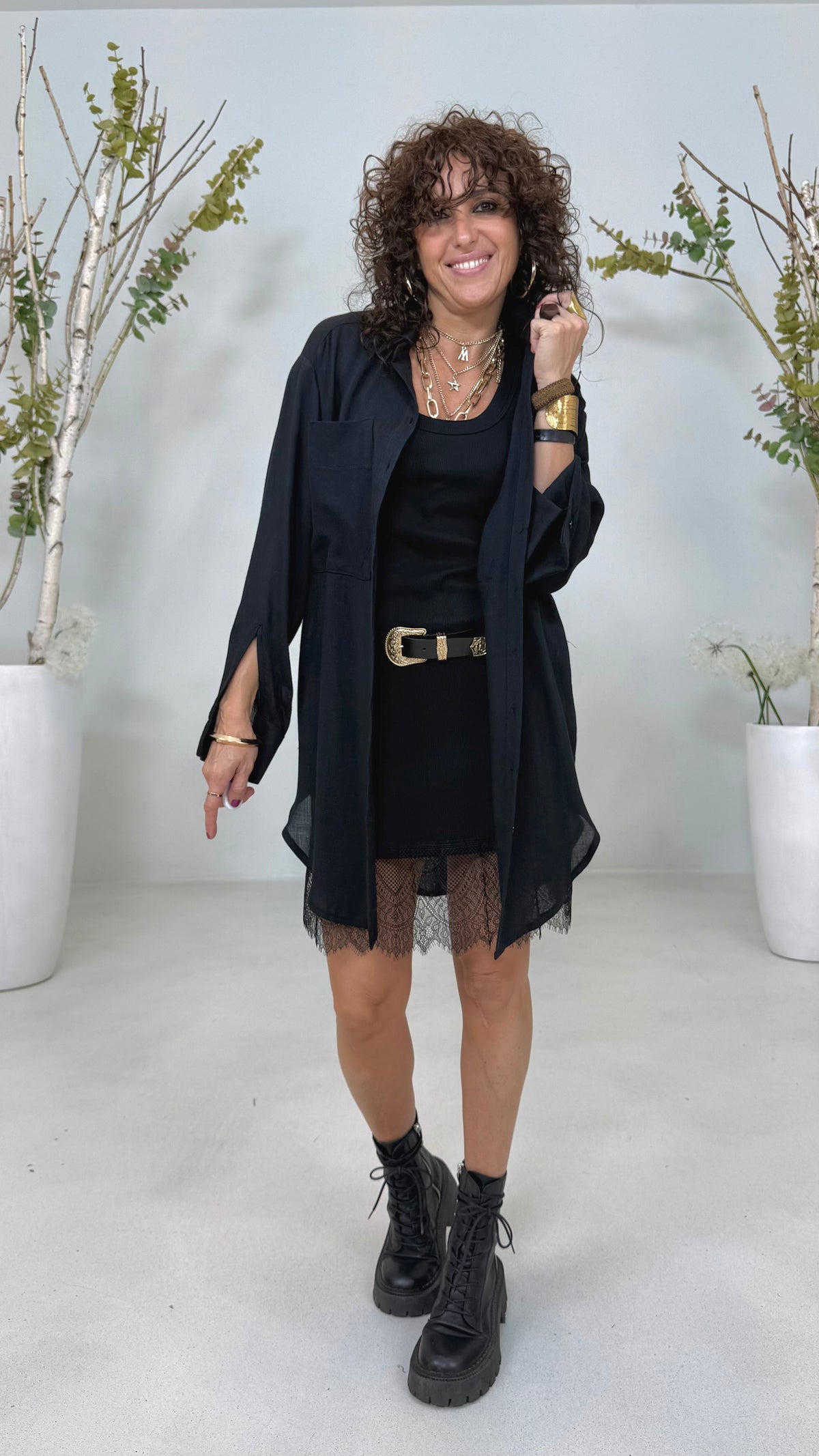 TWIN-SET CAMICIONE PIÙ SOTTOVESTE IN GARZA VISCOSA LANA E COSTINA