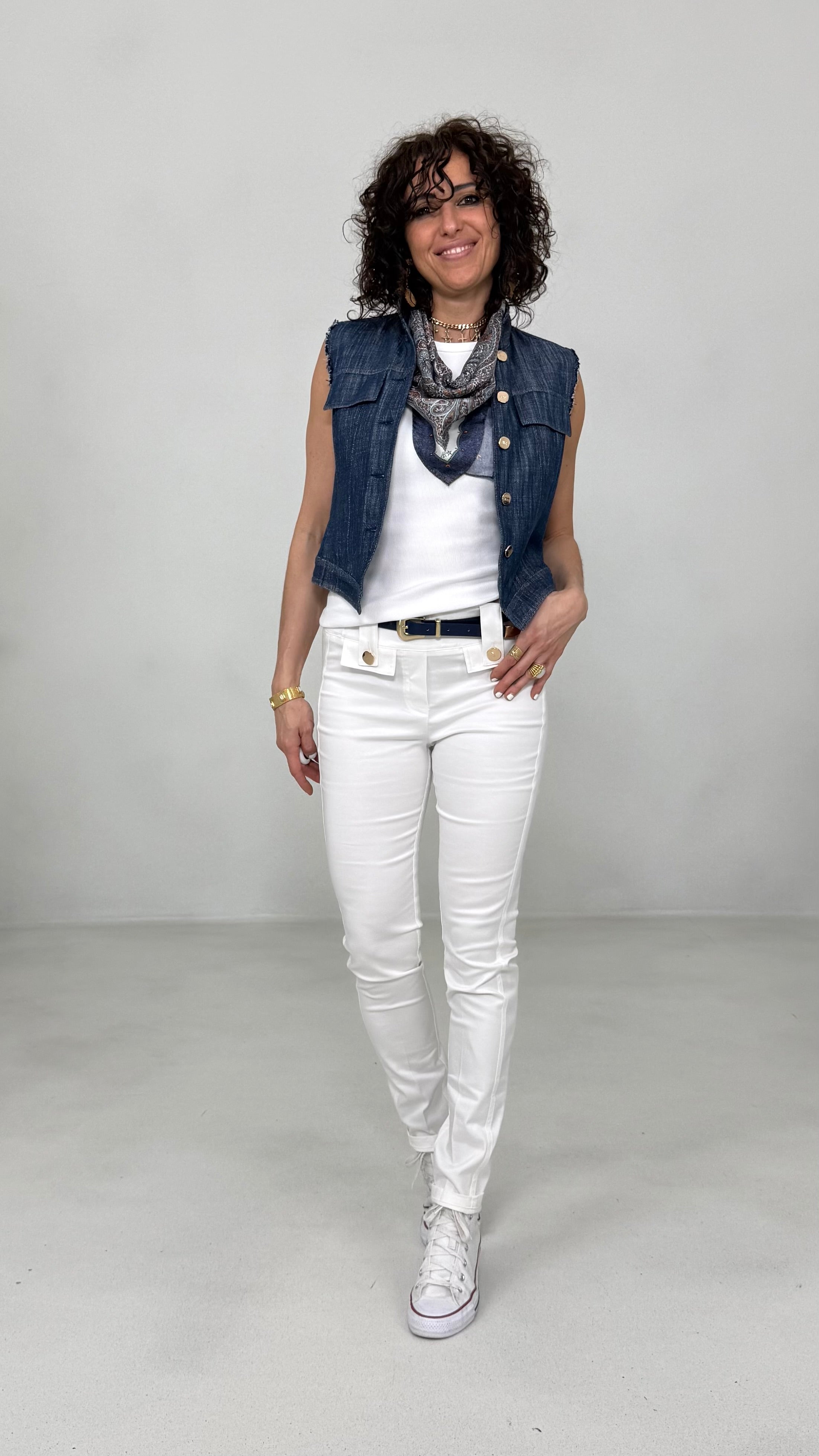 GILET-GIUBBETTO IN COTONE JEANS