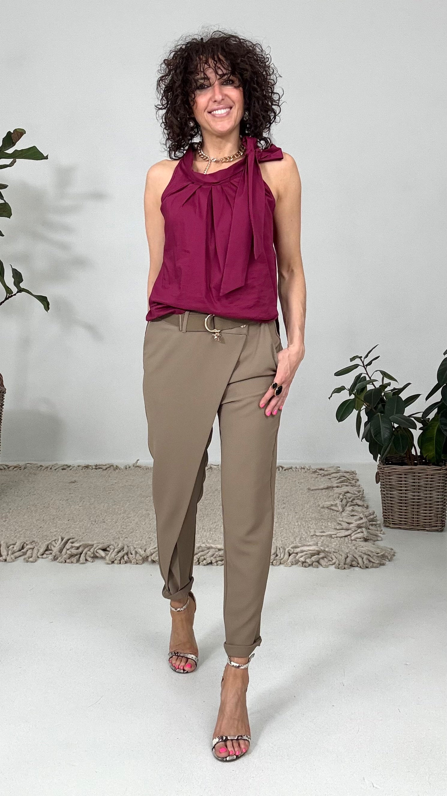 804 P25 TORTORA PANTALONE CON PANNELLO DAVANTI IN CADY