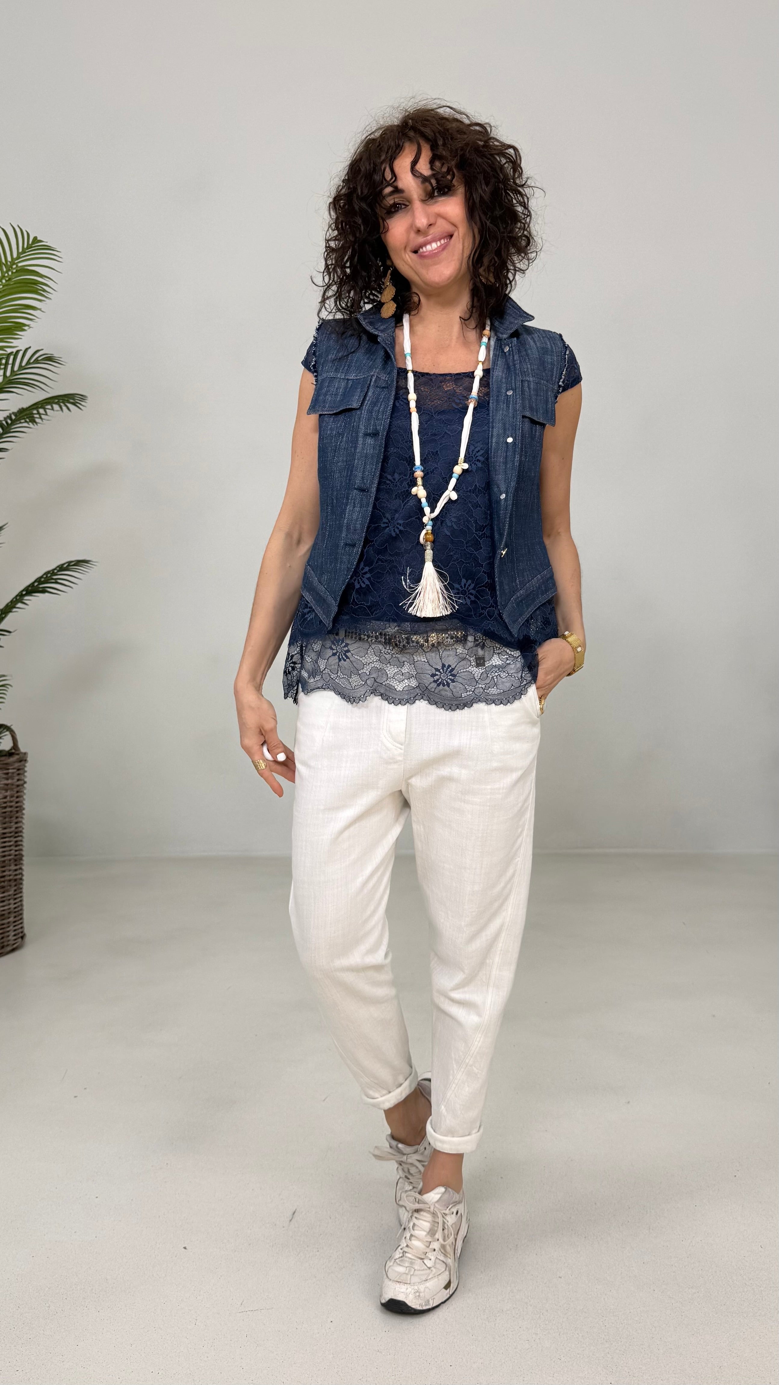 GILET-GIUBBETTO IN COTONE JEANS