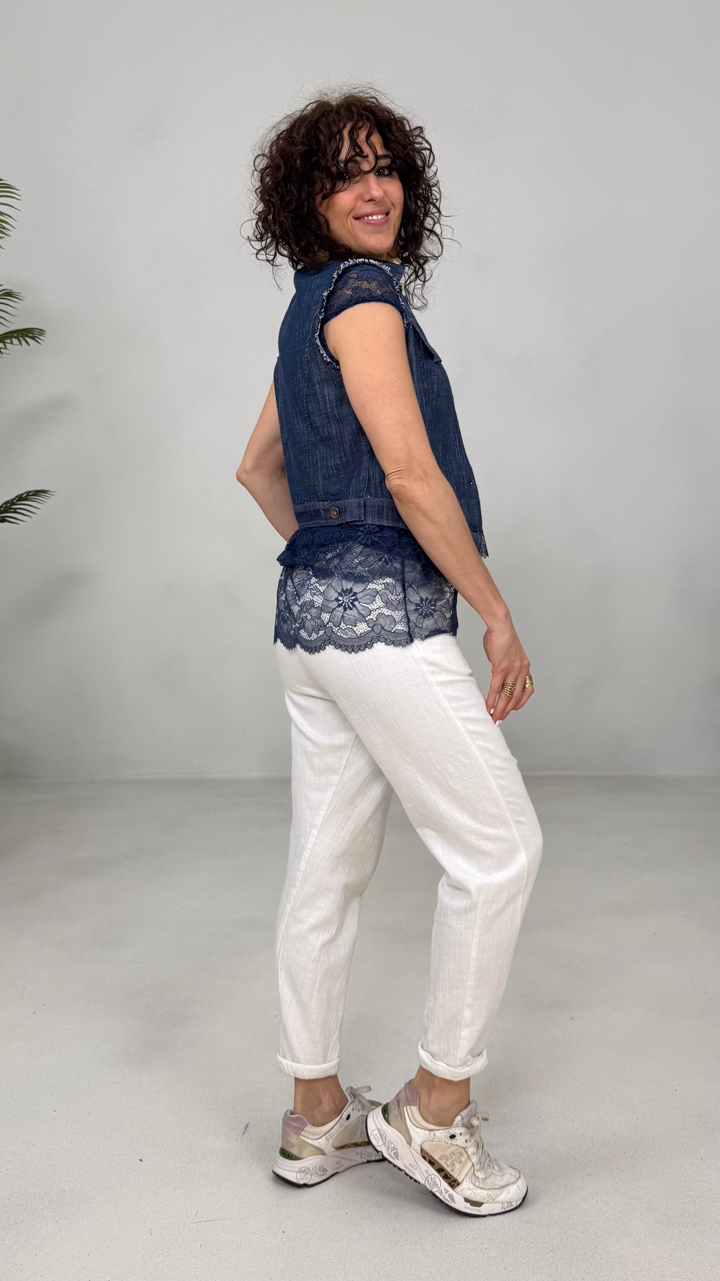 GILET-GIUBBETTO IN COTONE JEANS