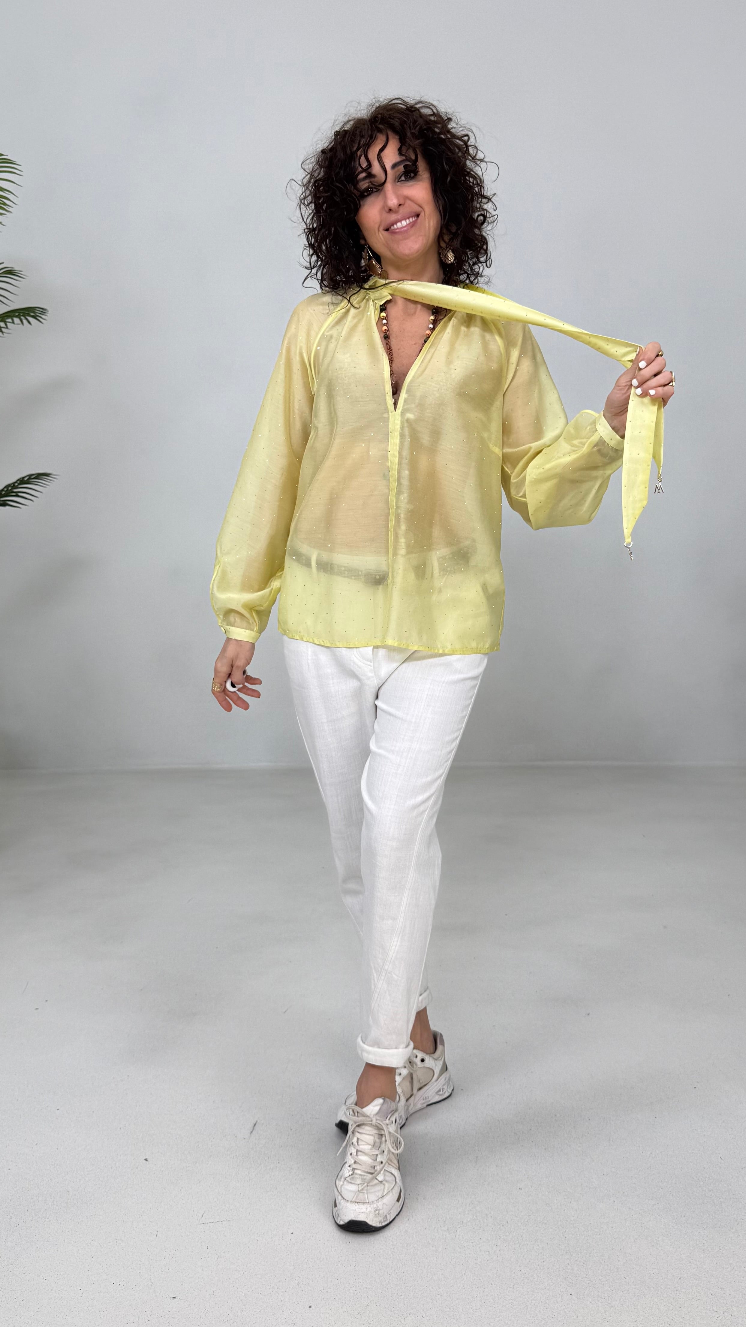CAMICIA TRAPEZIO IN VOILE CON BORCHIE