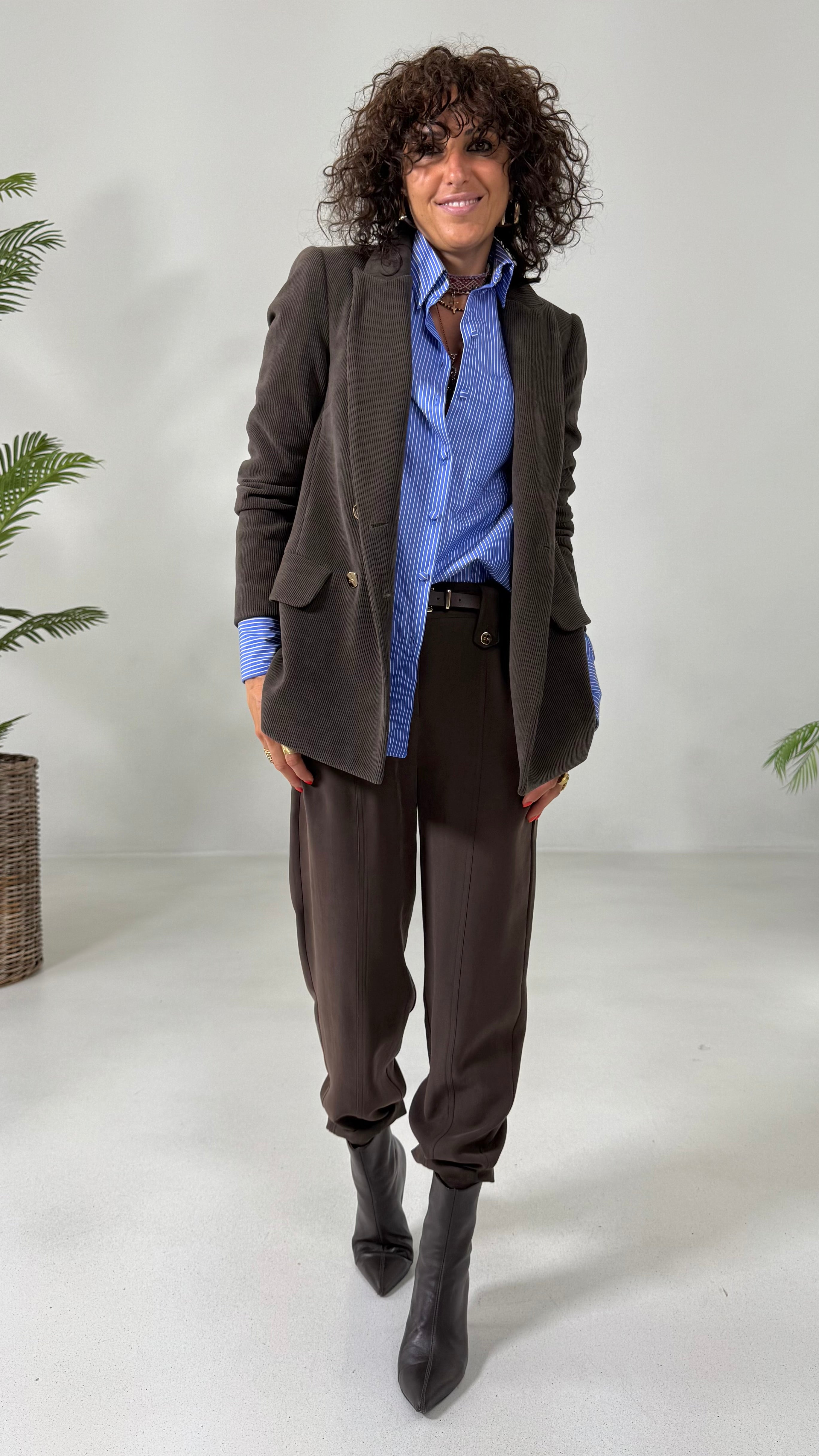 CAMICIA A RIGHE IN POPELINE DI COTONE LINEA A UOMO