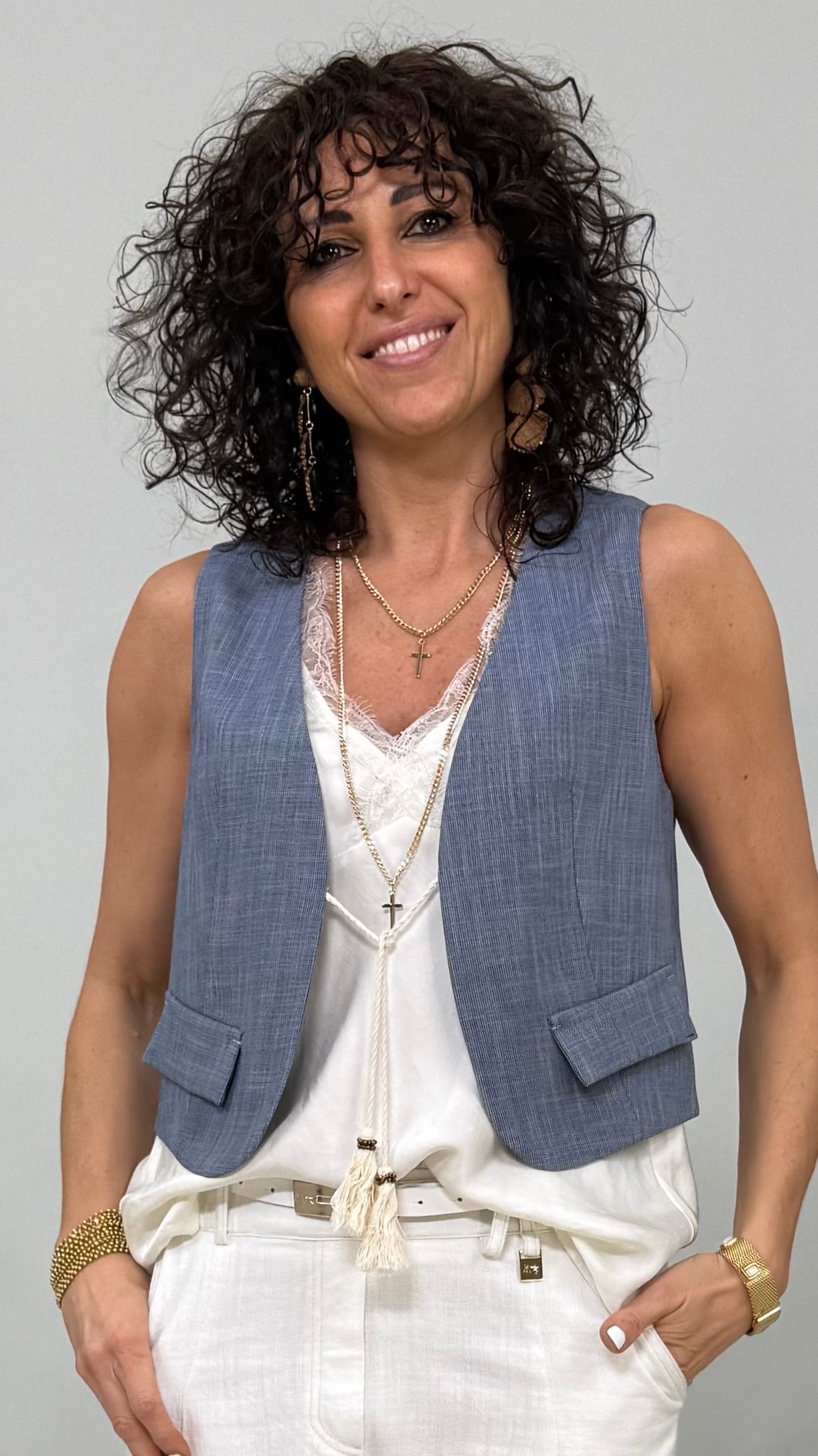 GILET NAPPINE IN GRISAGLIA LEGGERA