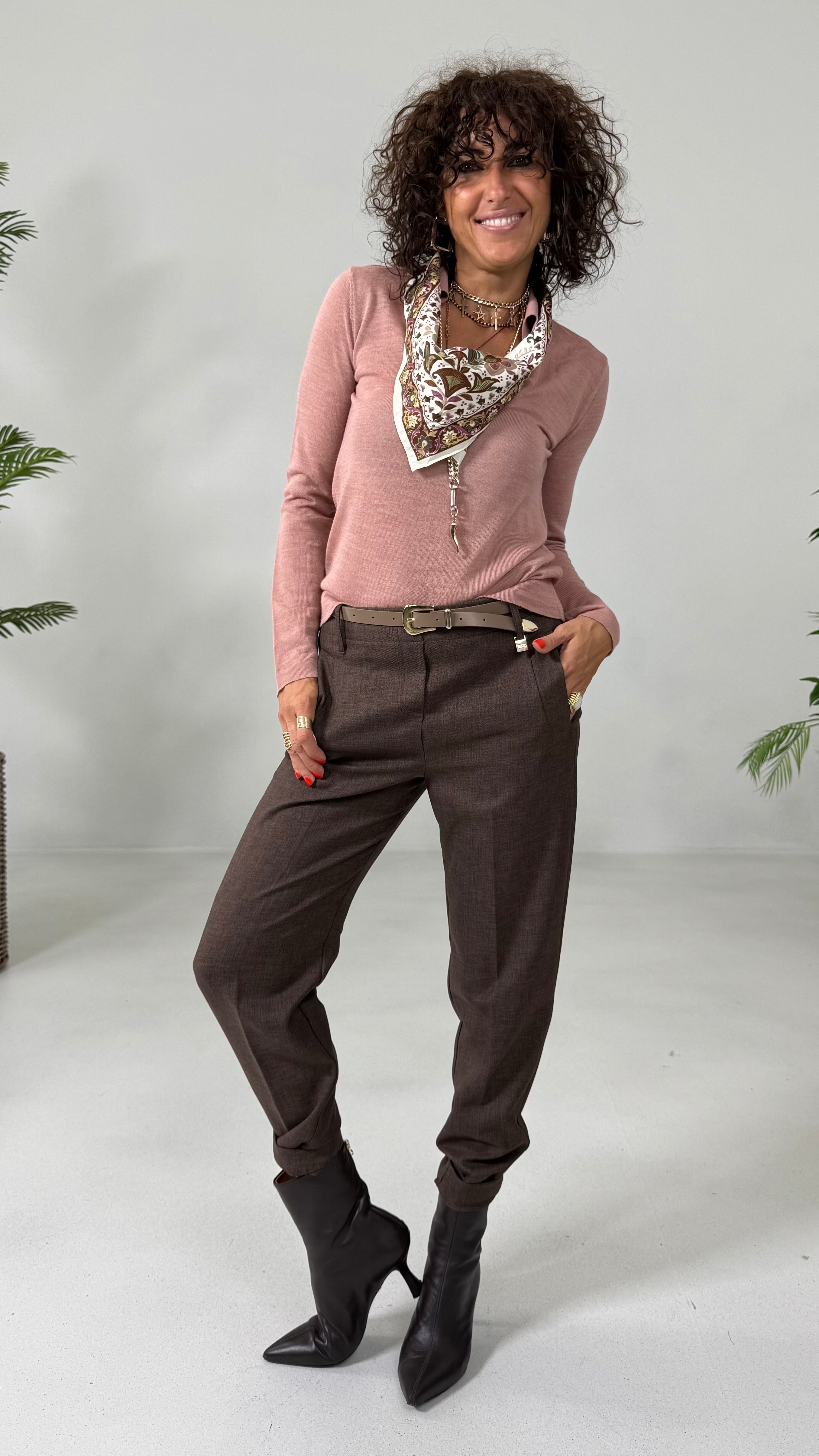 MAGLIA COLLO A POLO IN LANA VISCOSA