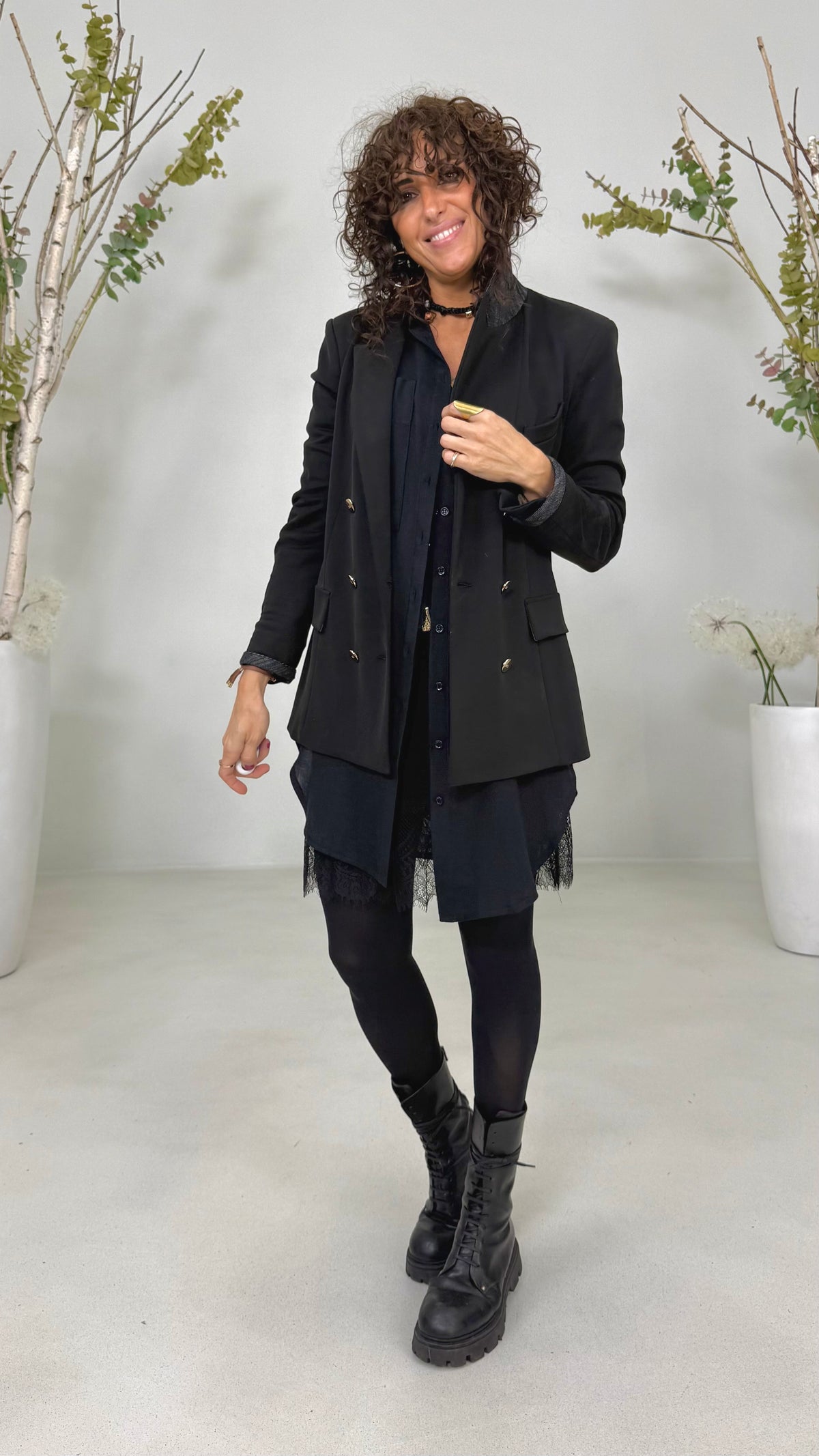 TWIN-SET CAMICIONE PIÙ SOTTOVESTE IN GARZA VISCOSA LANA E COSTINA