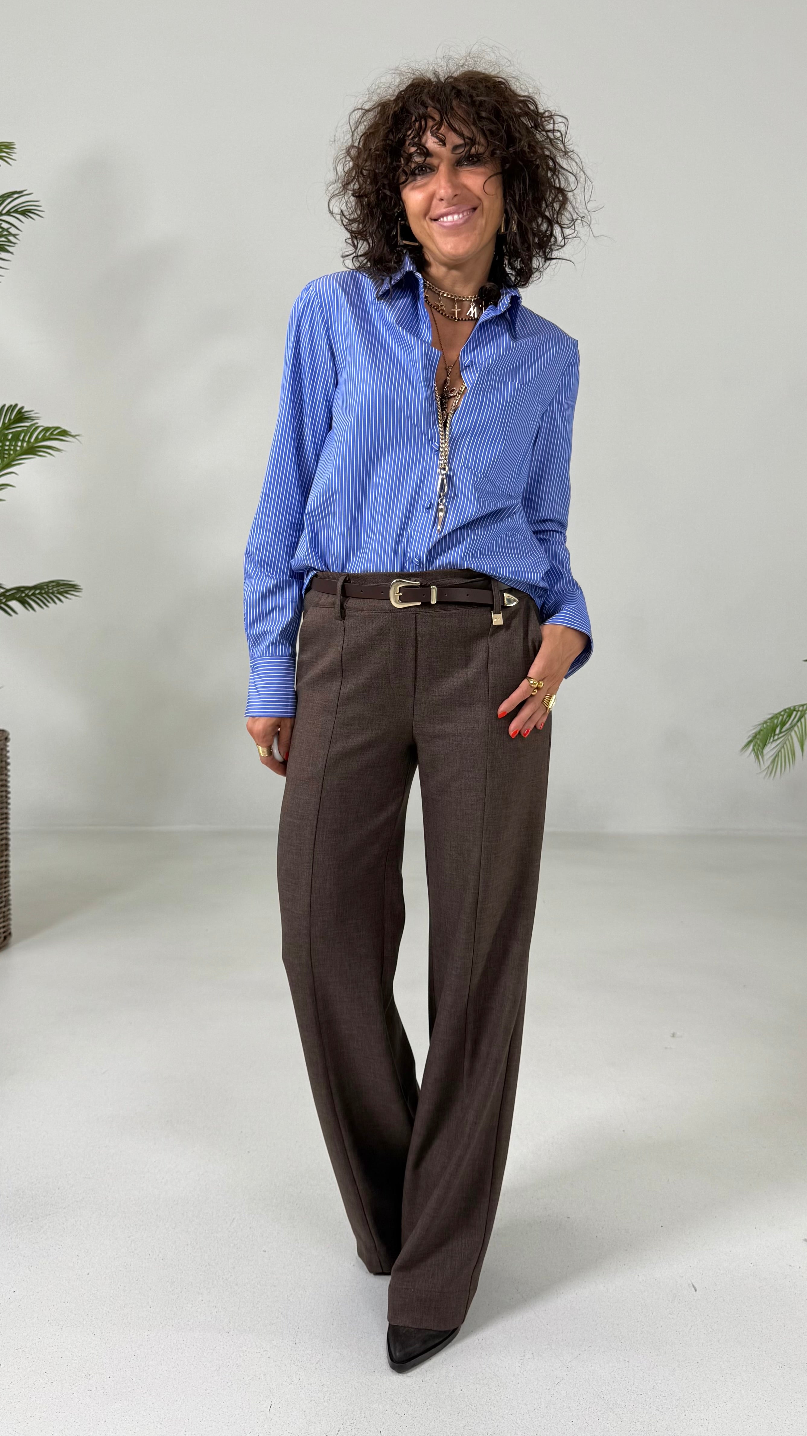 CAMICIA A RIGHE IN POPELINE DI COTONE LINEA A UOMO