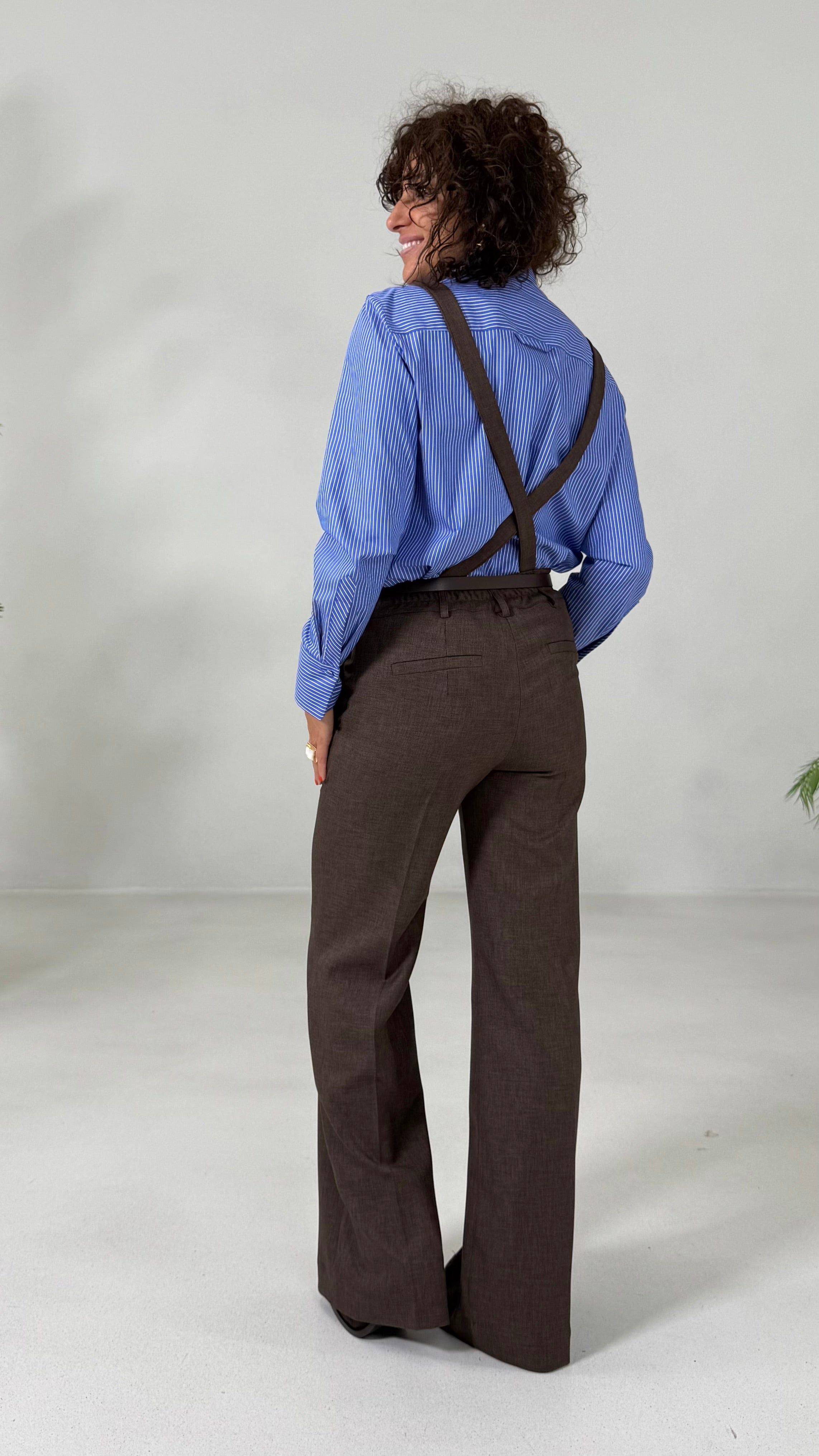 CAMICIA A RIGHE IN POPELINE DI COTONE LINEA A UOMO