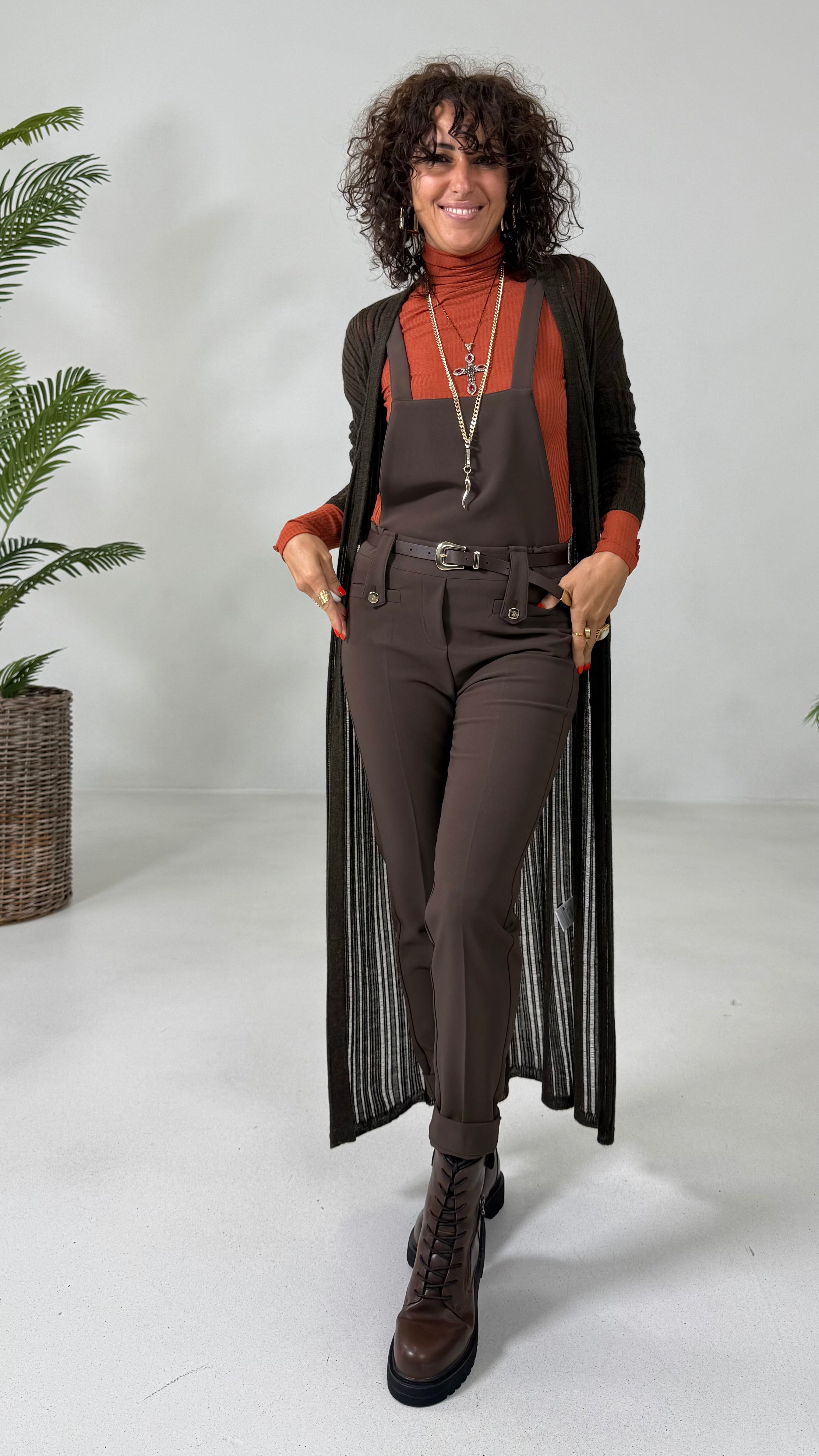 CARDIGAN LUNGO IN LANA VISCOSA PUNTO TRAFORATO