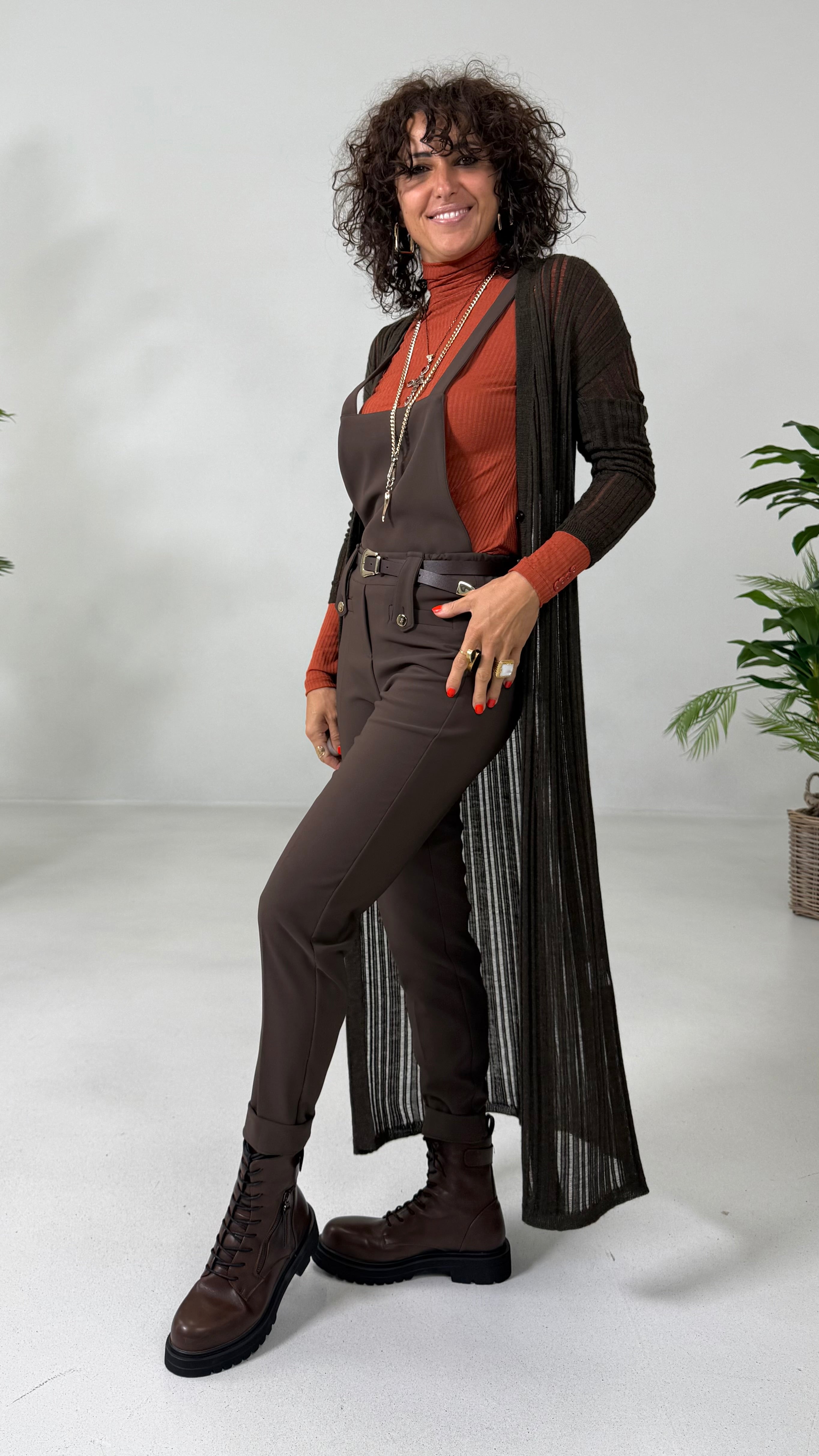 CARDIGAN LUNGO IN LANA VISCOSA PUNTO TRAFORATO