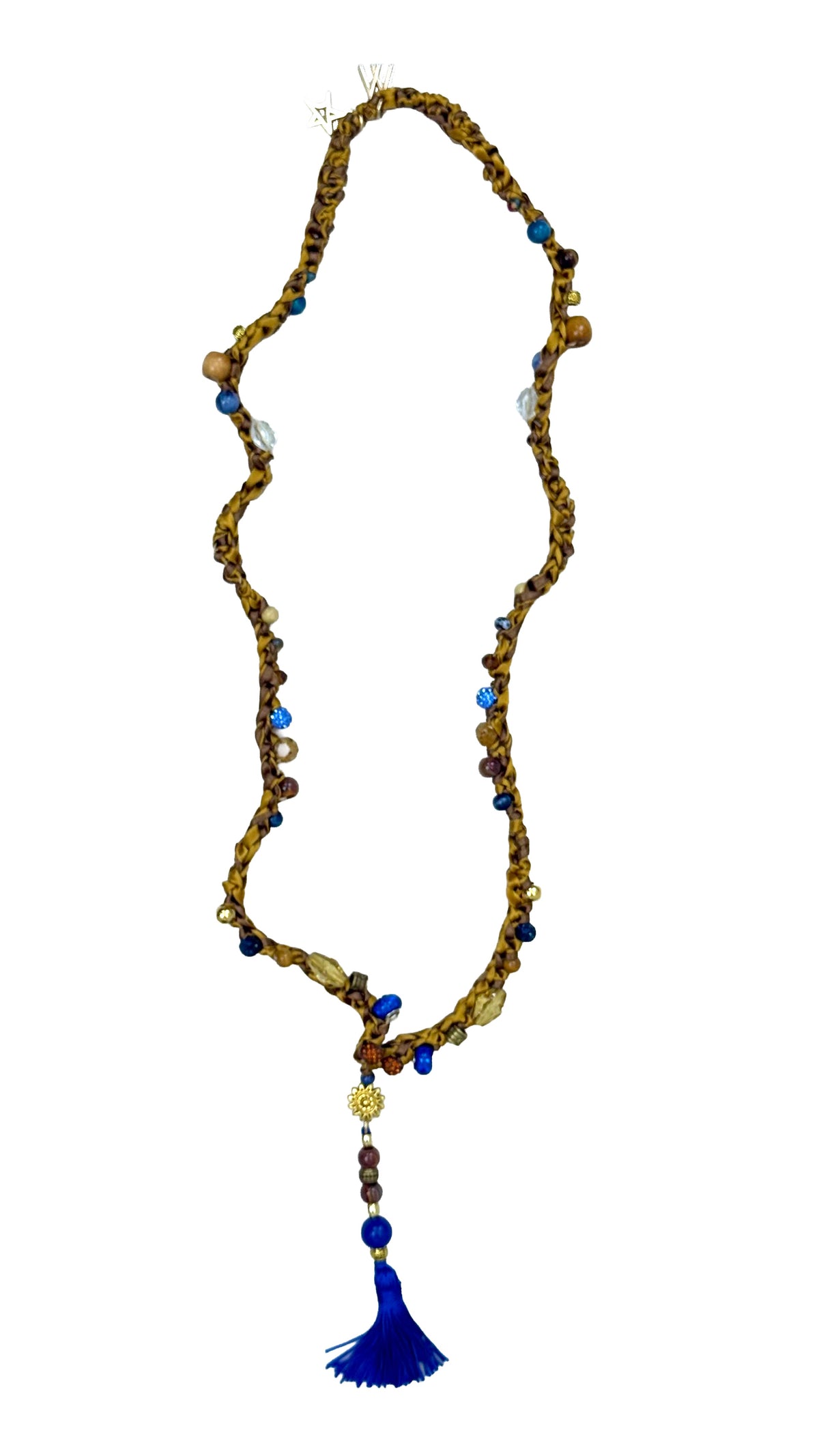 COLLANA UNCINETTO IN DOPPIO RASO CON PERLINE E NAPPA