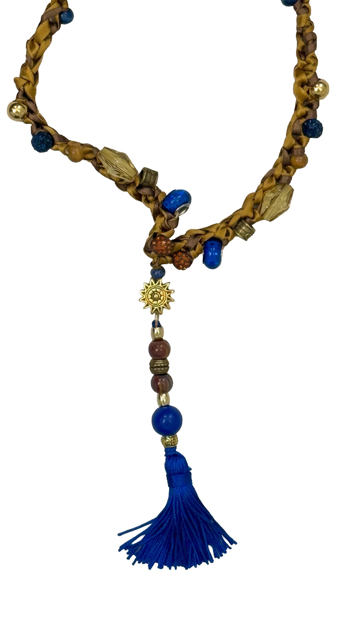 COLLANA UNCINETTO IN DOPPIO RASO CON PERLINE E NAPPA