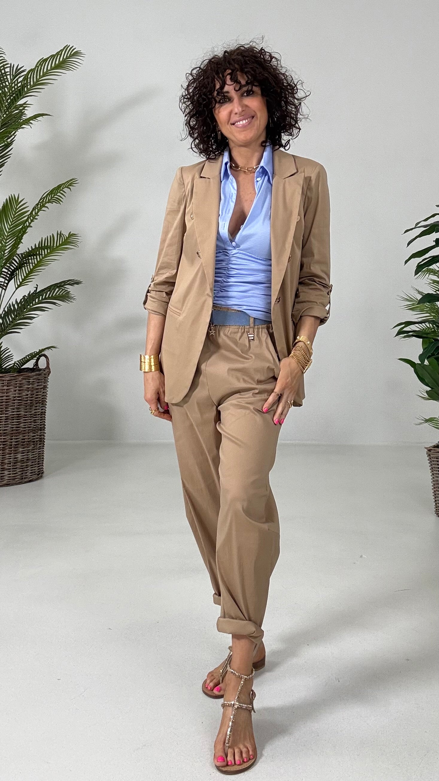 611 P25 SKY CAMICIA BUSTINO CON COLLO AMERICANA IN COTONE MODAL