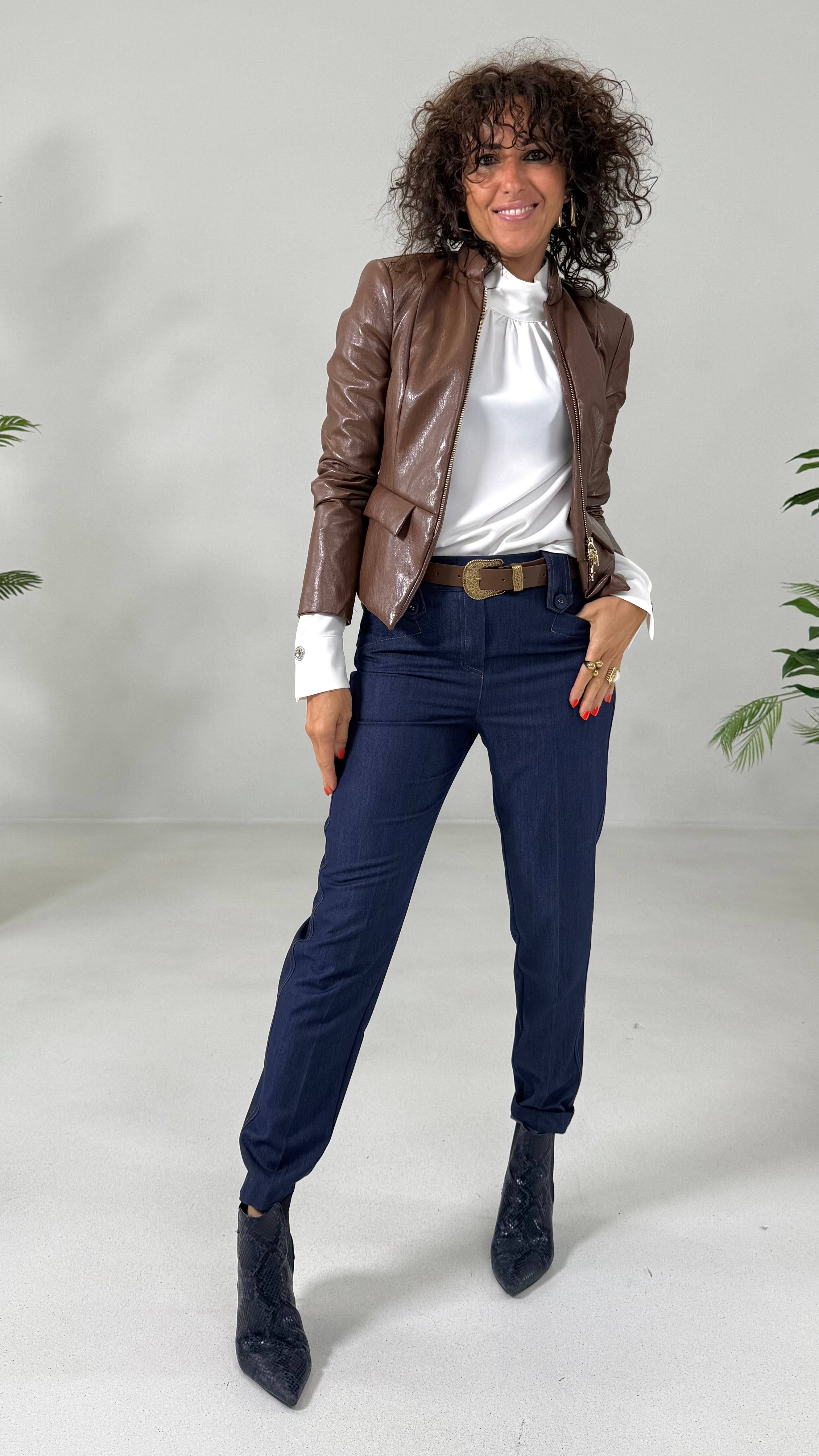 CAMICIA IN CADY FLUIDO COLLO ALTO CON ARRICCIO