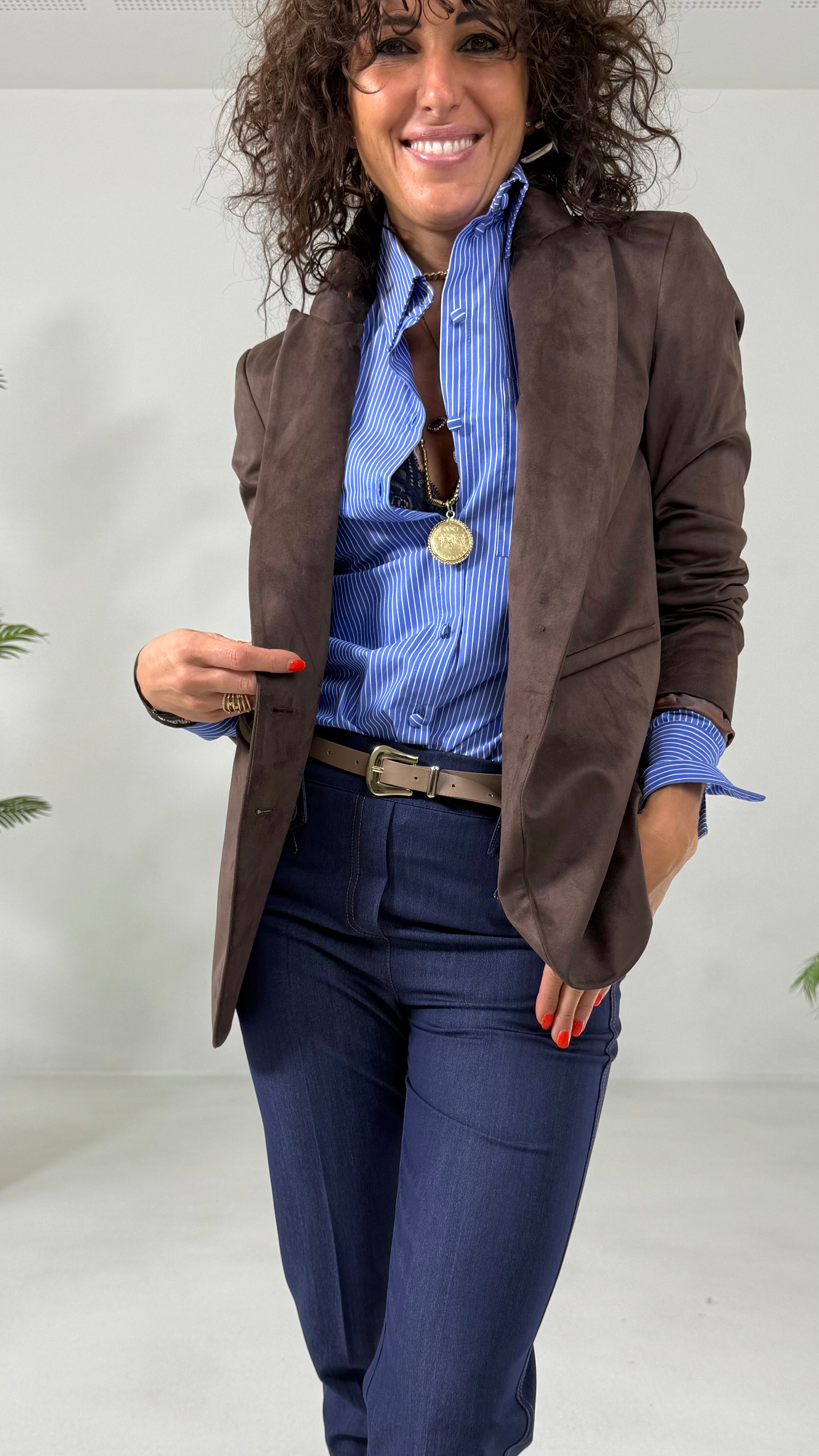 CAMICIA A RIGHE IN POPELINE DI COTONE LINEA A UOMO