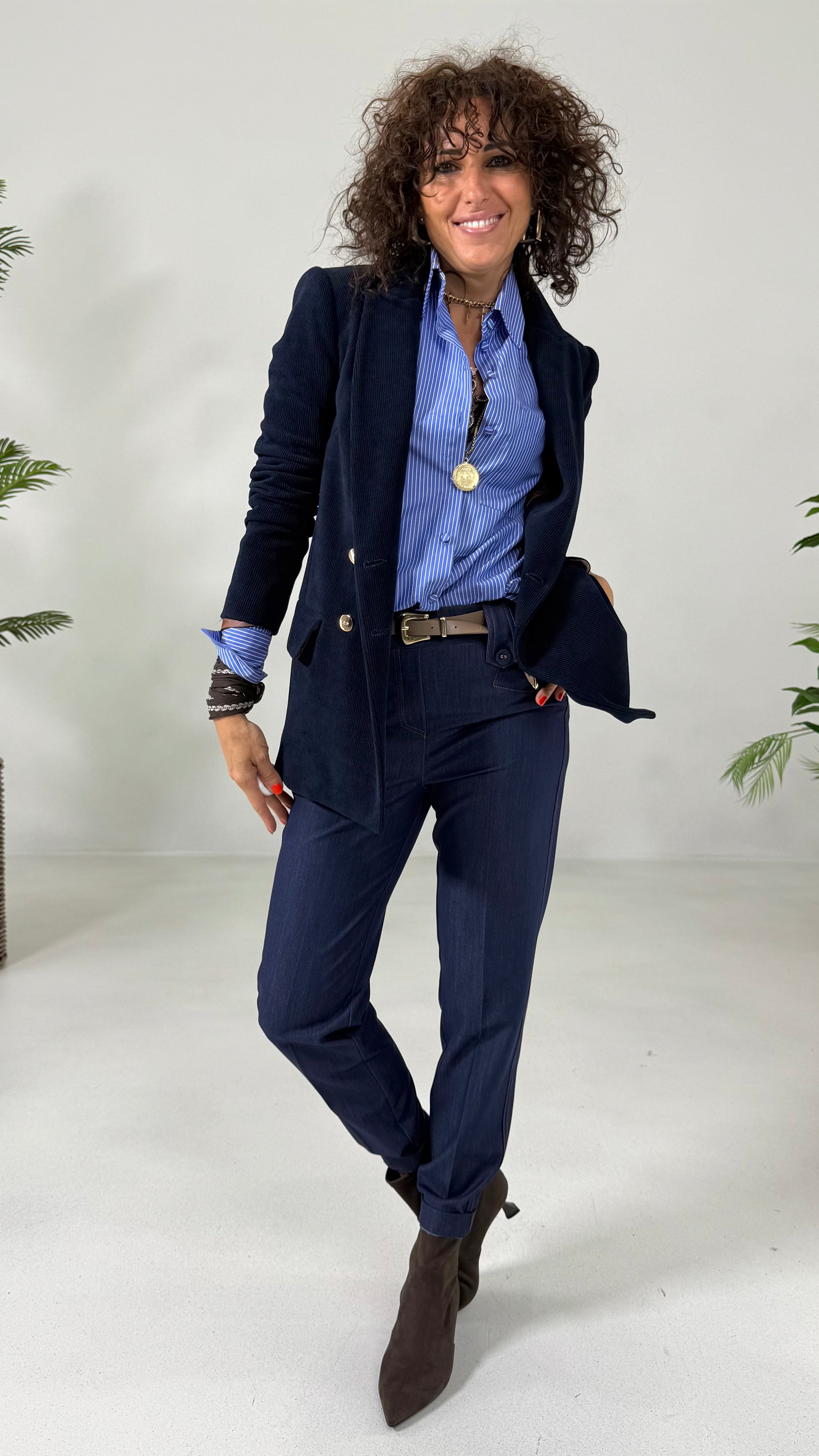 CAMICIA A RIGHE IN POPELINE DI COTONE LINEA A UOMO
