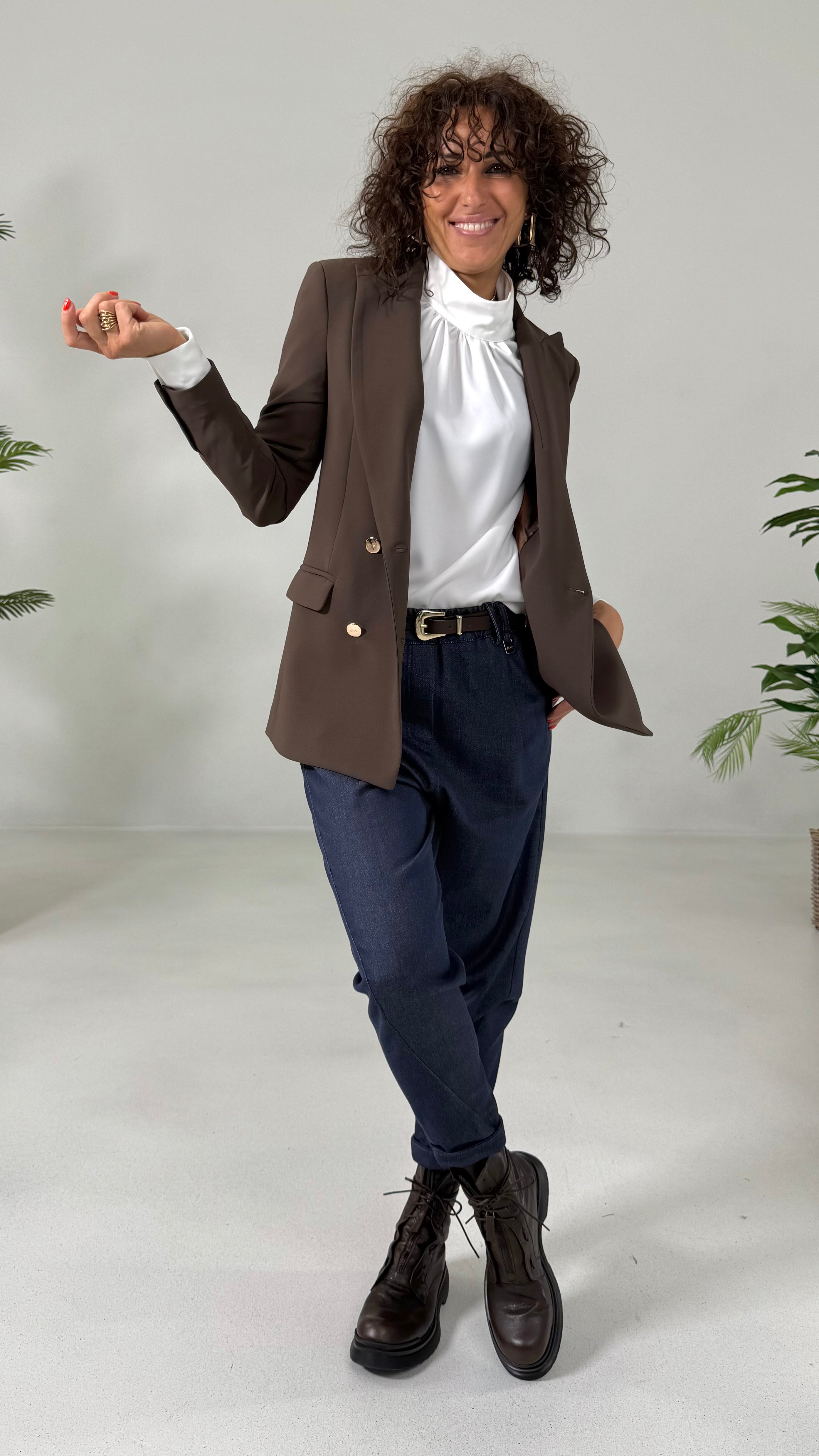CAMICIA IN CADY FLUIDO COLLO ALTO CON ARRICCIO