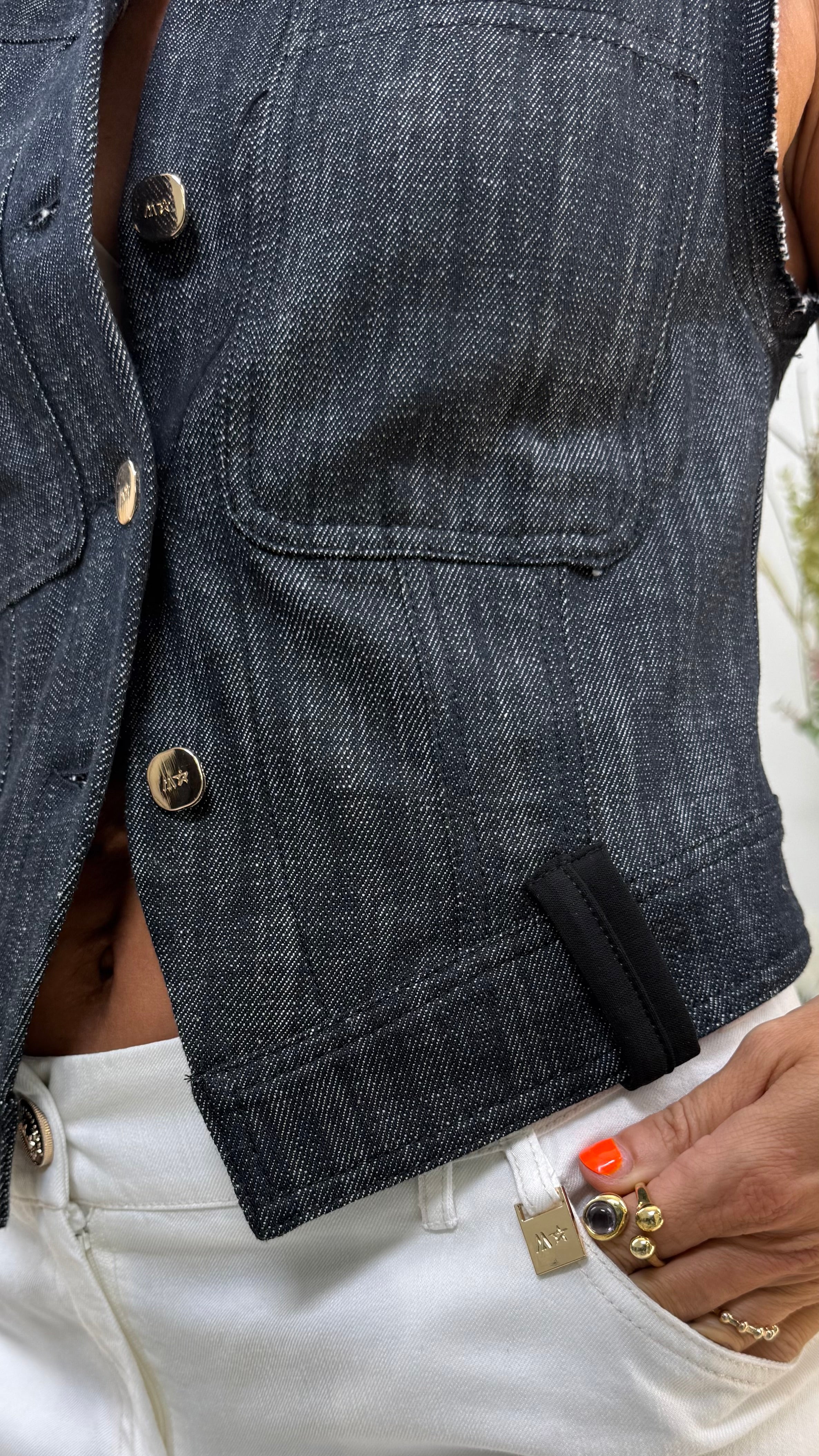GILET JEANS IN DENIM 100% COTONE