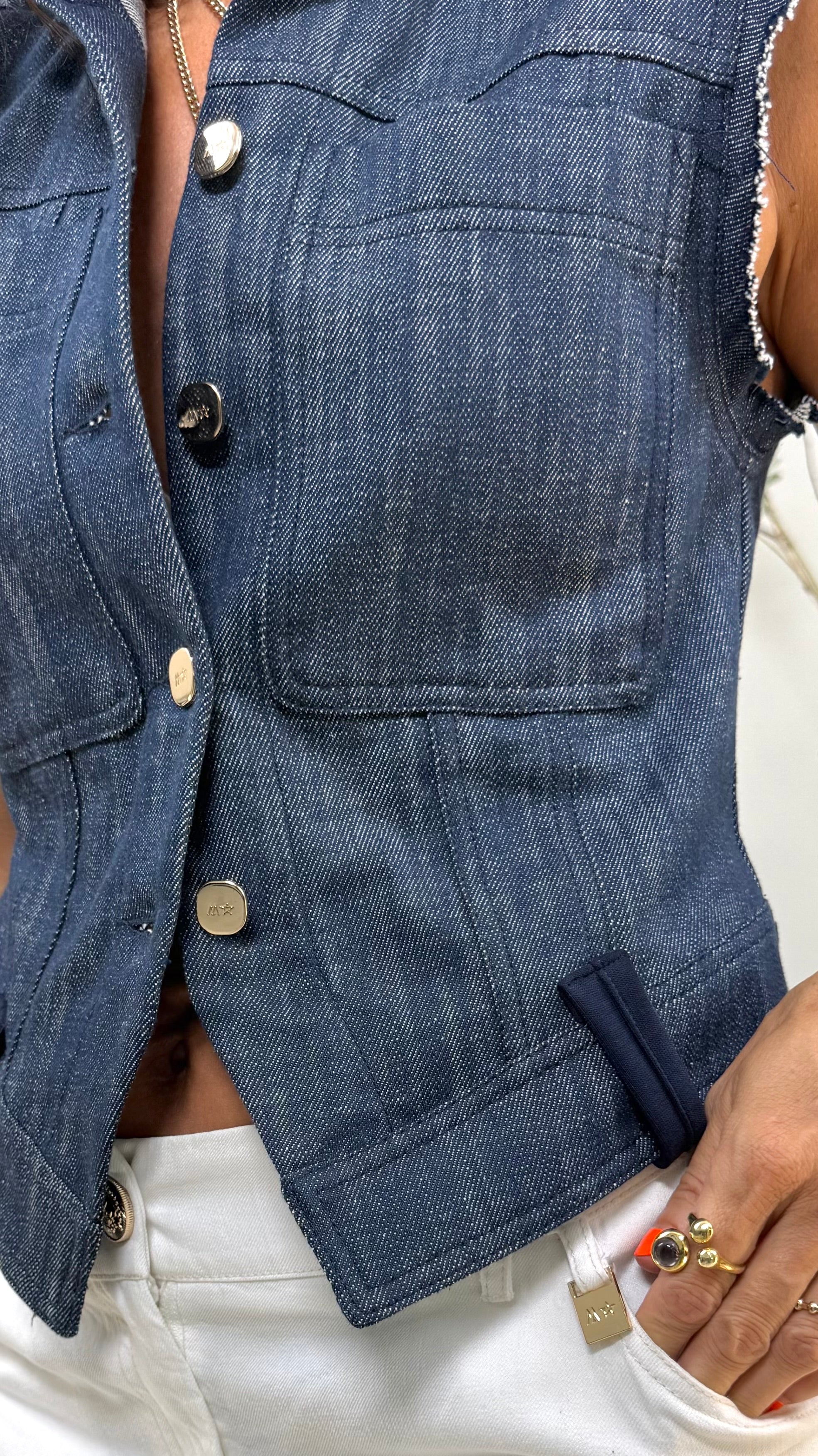 GILET JEANS IN DENIM 100% COTONE