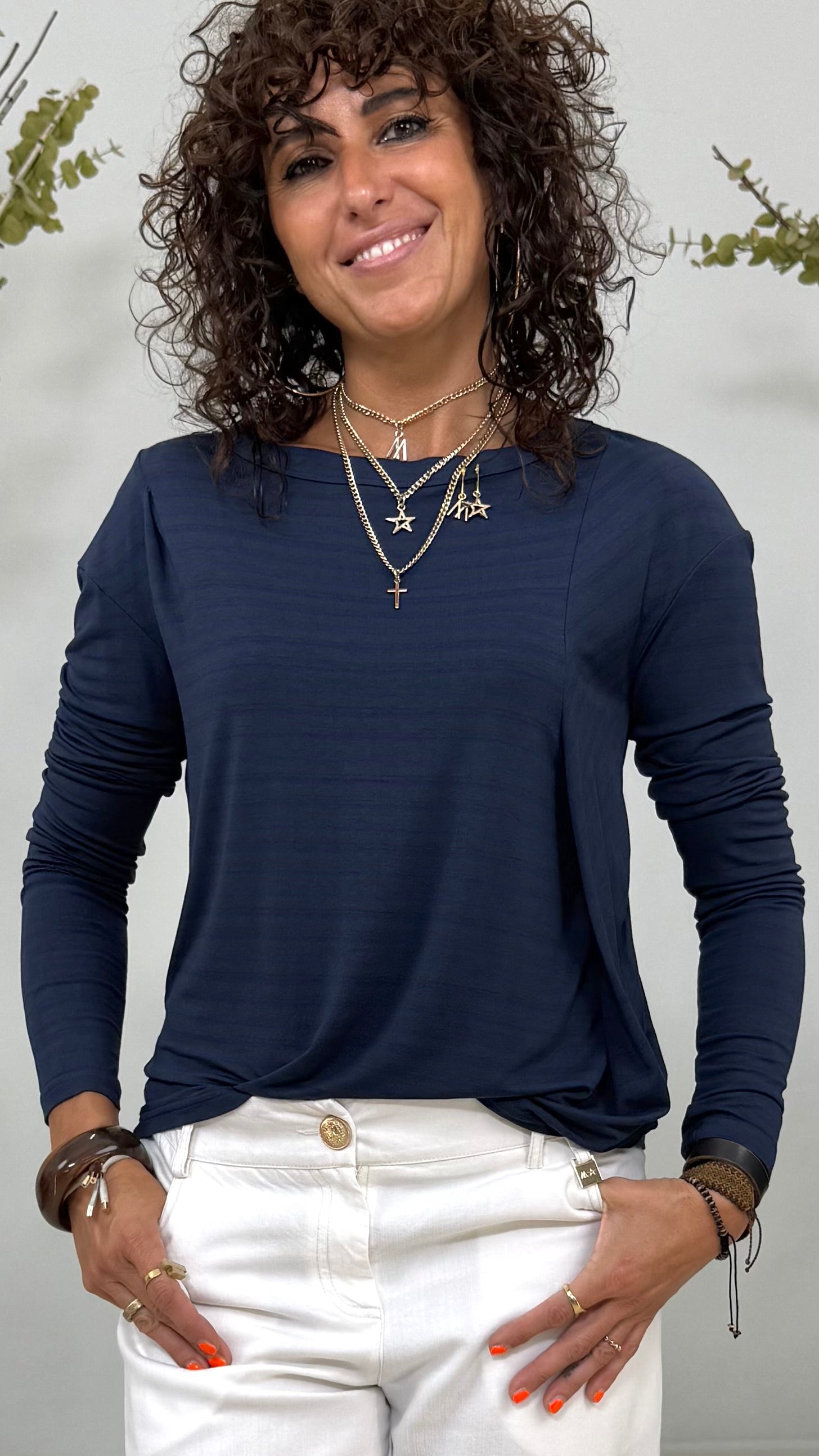 T-SHIRT LINEA QUADRATA RIGHE VISCOSA