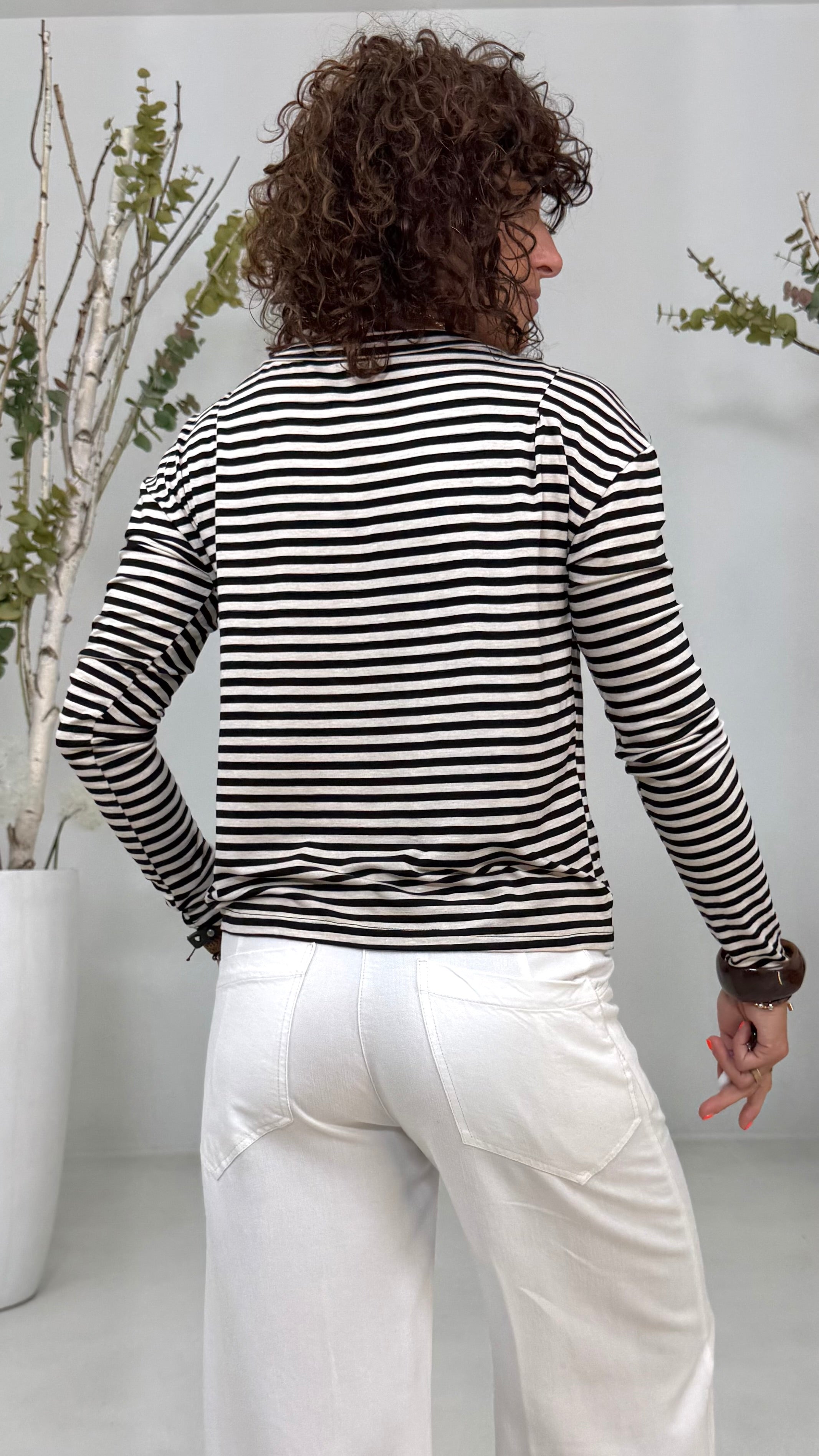 T-SHIRT LINEA QUADRATA RIGHE VISCOSA