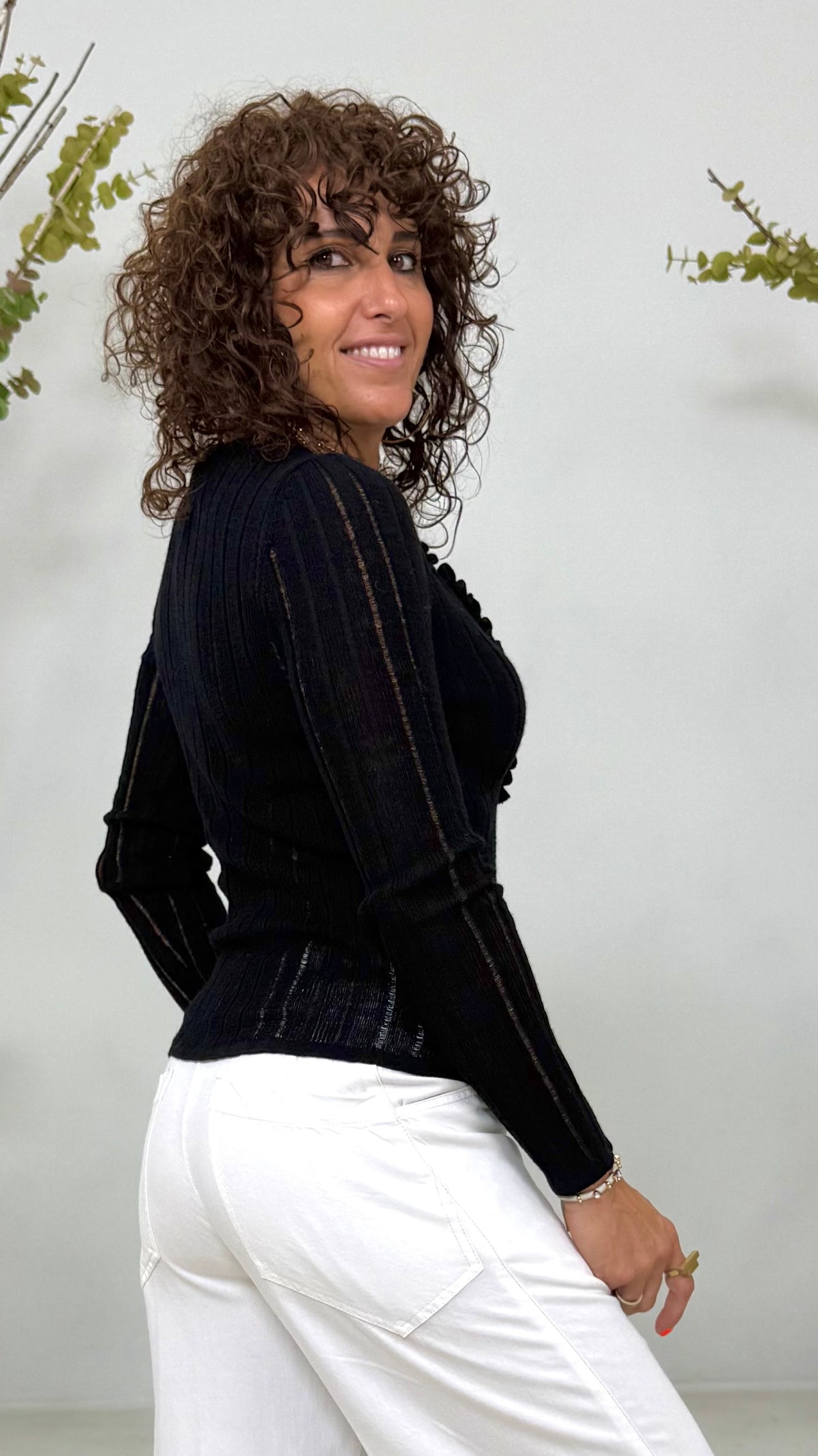 MAGLIA ROUCHES SCOLLO IN MERINOS