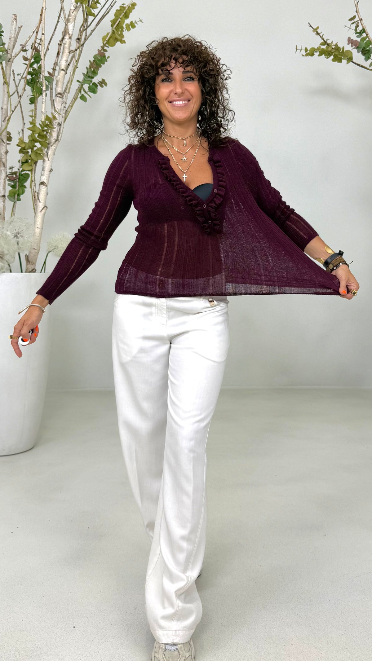 MAGLIA ROUCHES SCOLLO IN MERINOS
