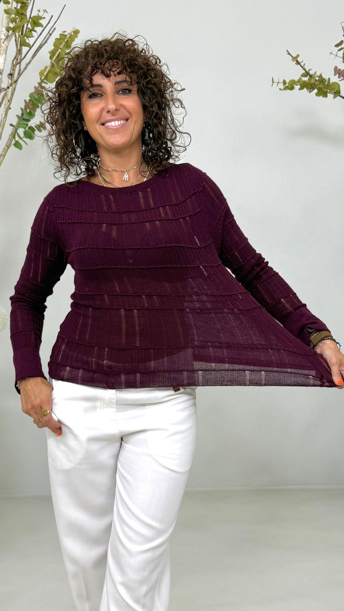MAGLIA SCOLLO A BARCHETTA IN MERINOS