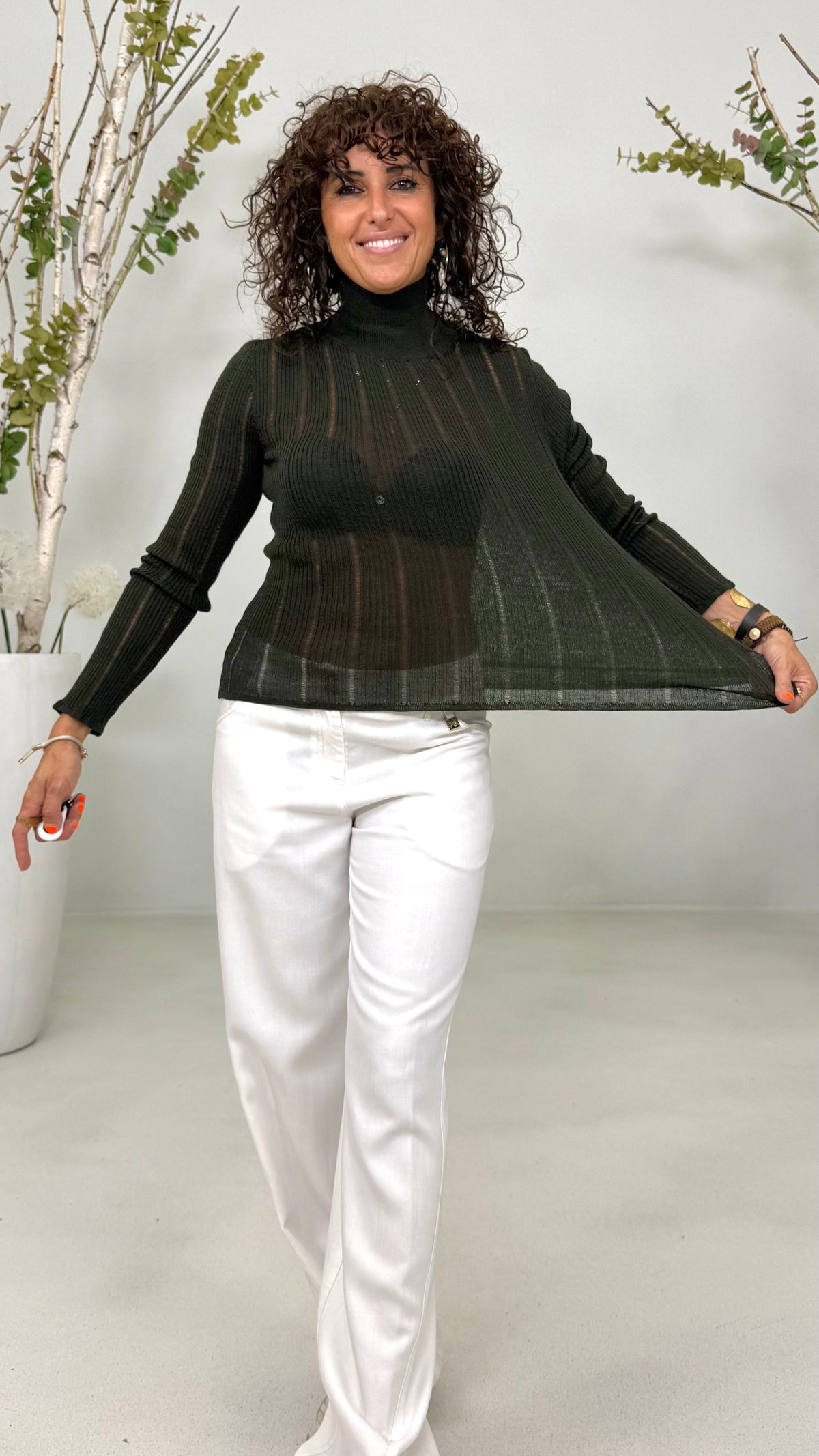 MAGLIA COLLO ALTO FLUTTUANTE IN MERINOS