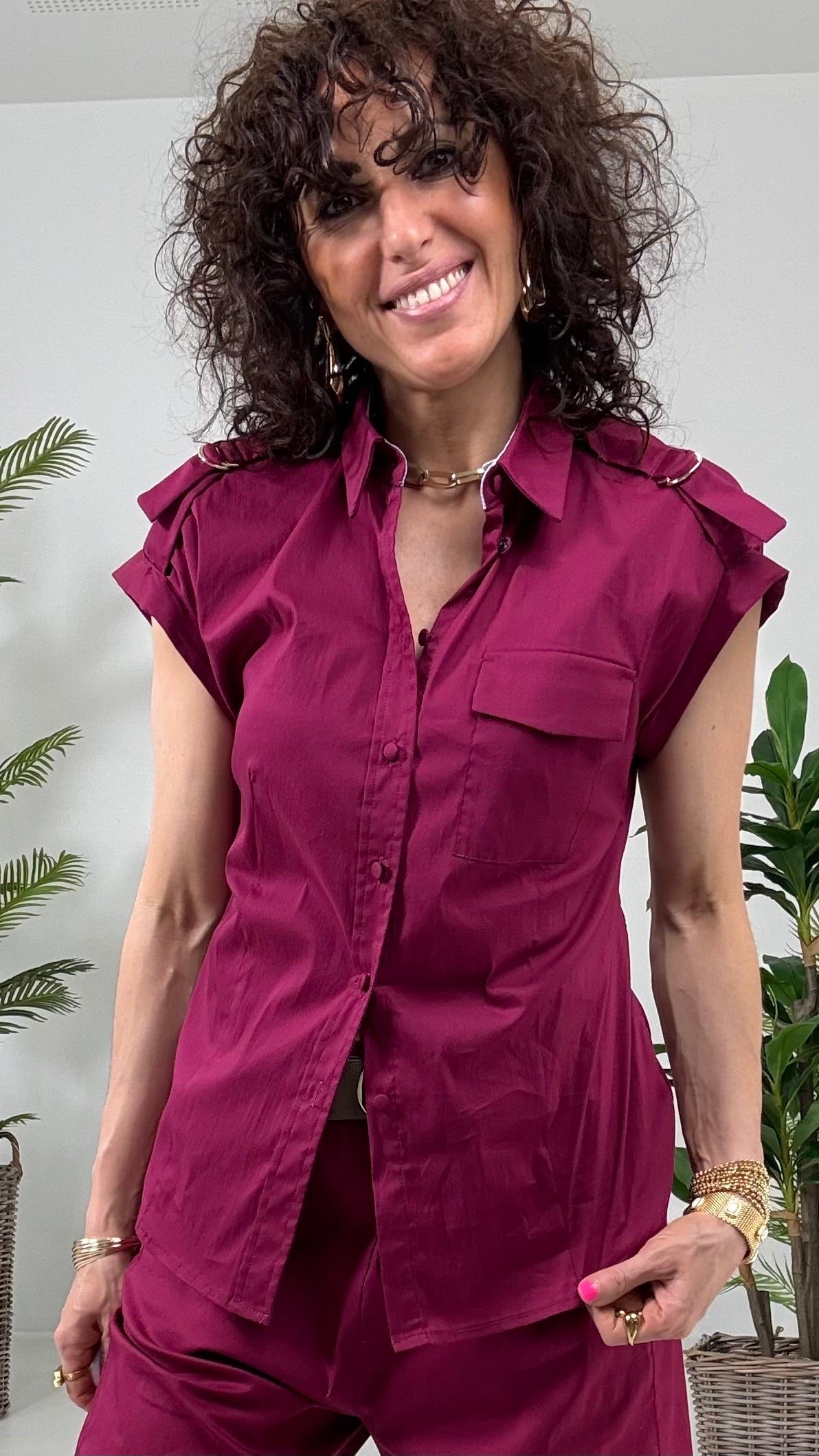 706 P25 AMARANTO CAMICIA CON MANICA SCESA IN PELLE D UOVO