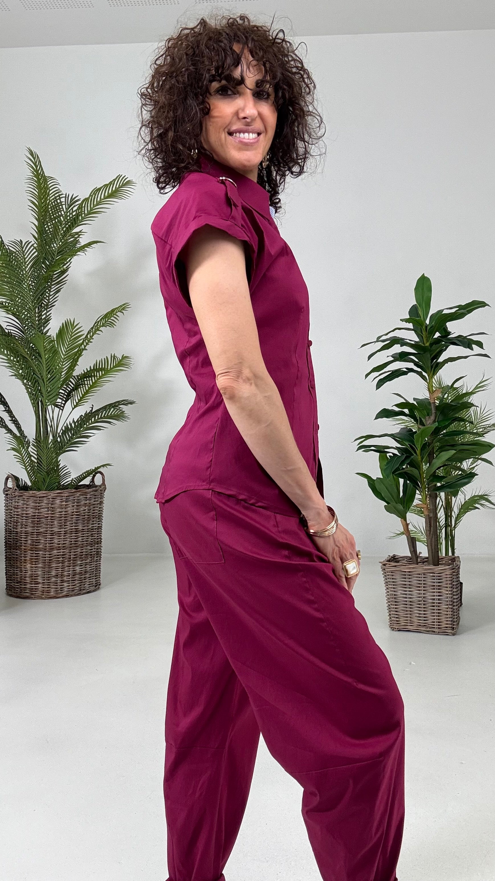 706 P25 AMARANTO CAMICIA CON MANICA SCESA IN PELLE D UOVO