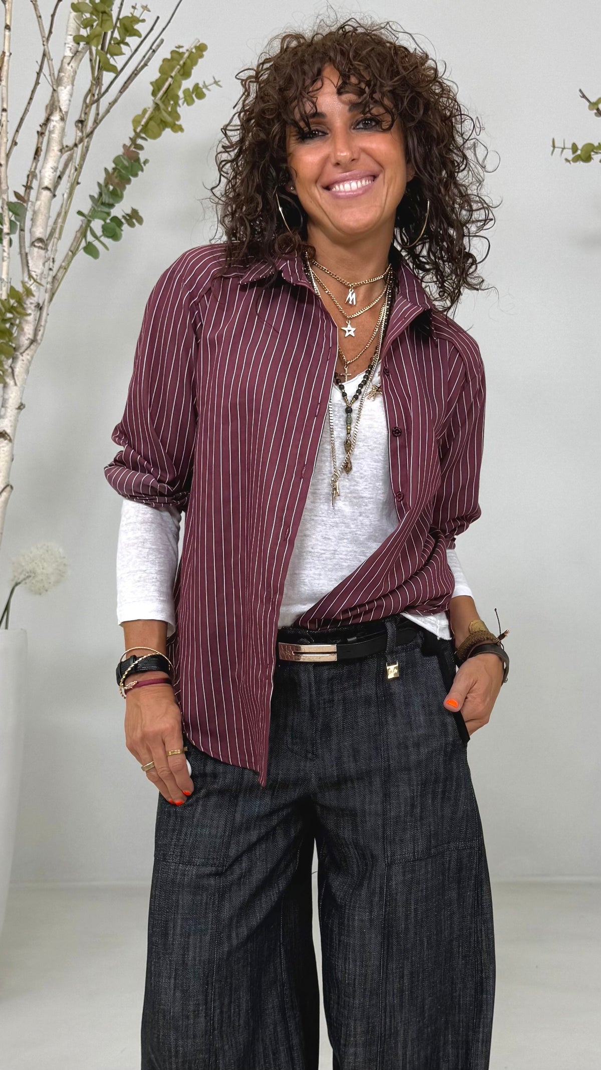 CAMICIA RIGA IN VISCOSA NYLON